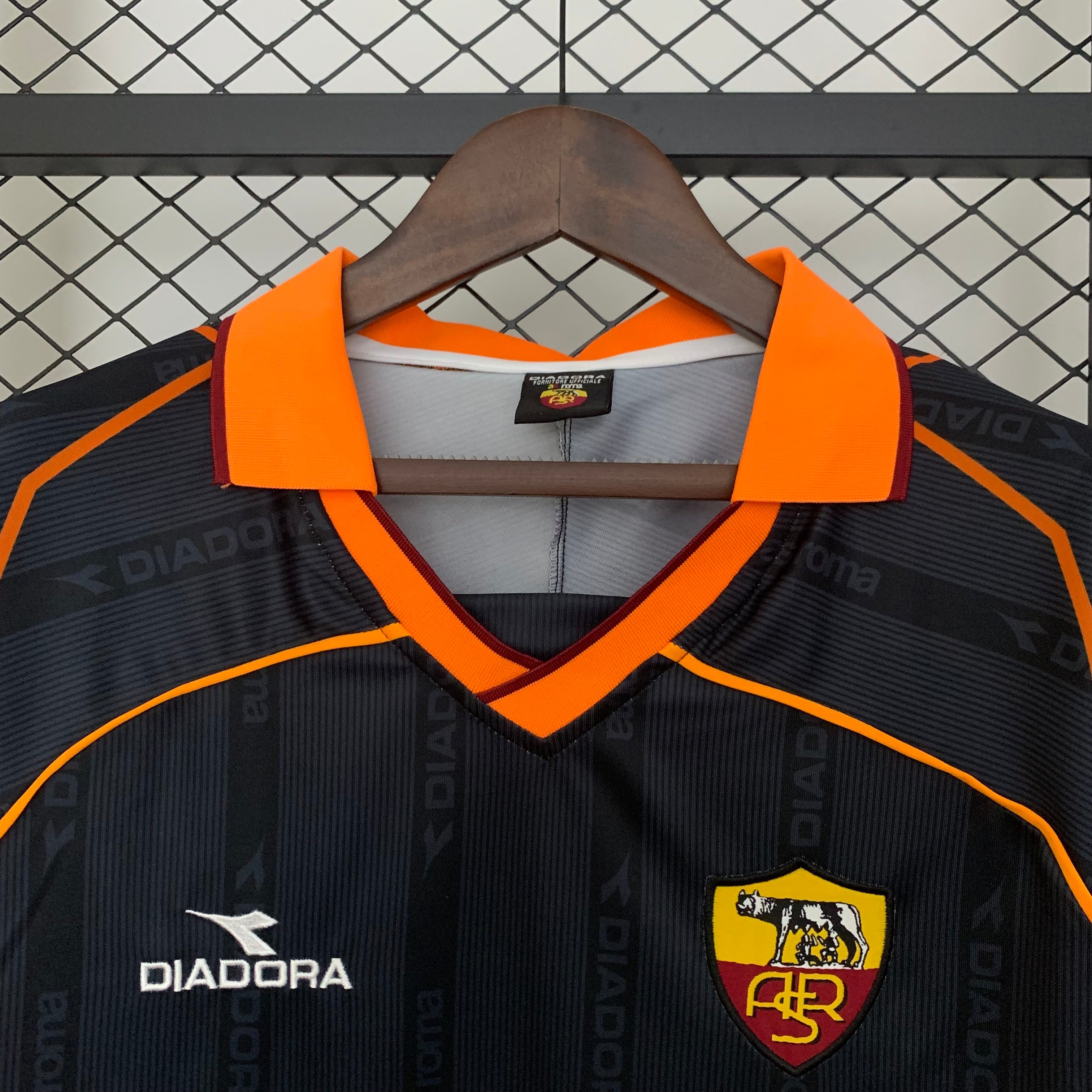 1990s AS Roma Retro Football Shirt | Black Orange Home