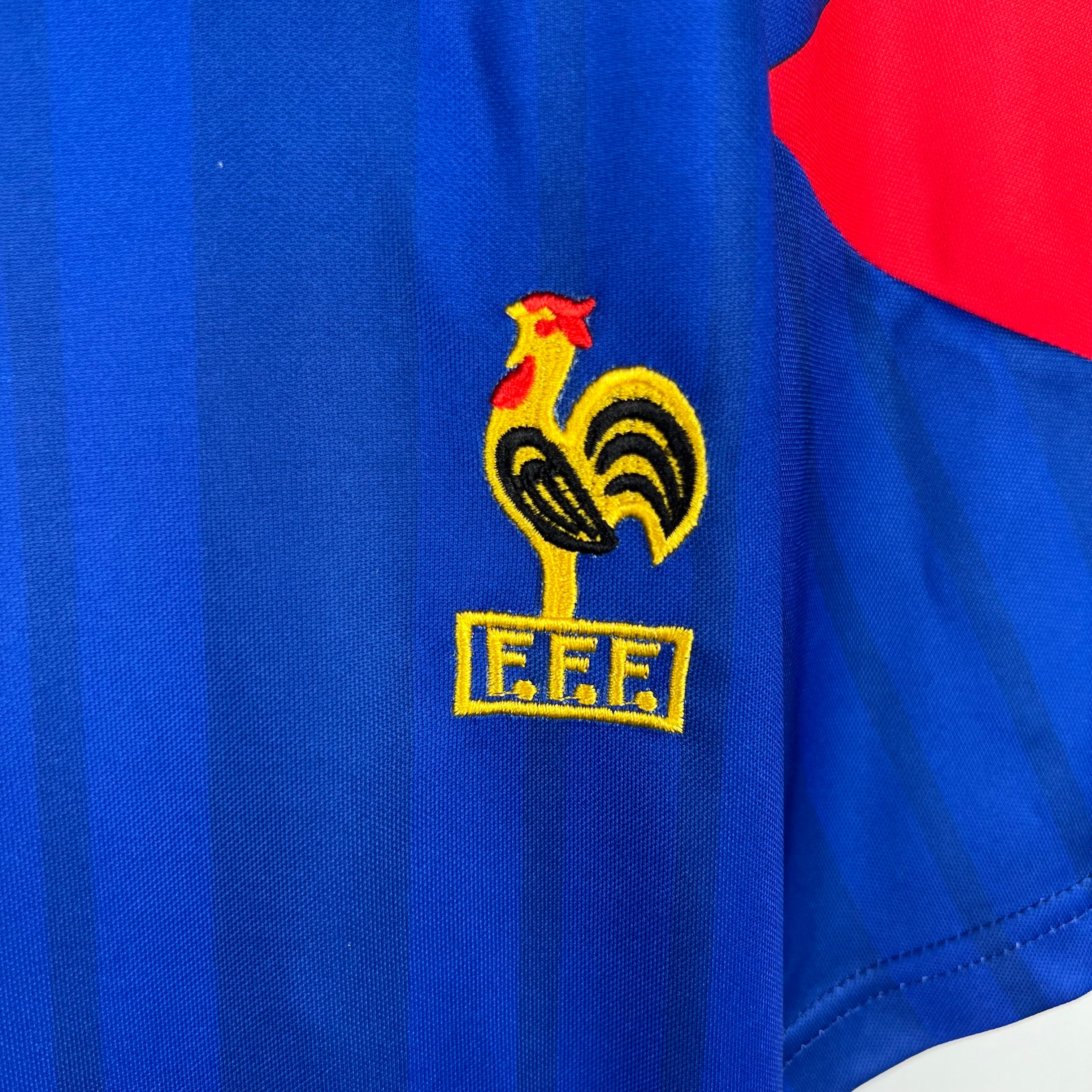 1990s France Retro Football Shirt | Blue Red Home