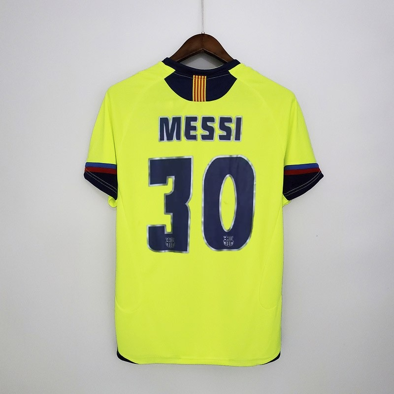 2020s Barcelona Retro Football Shirt | Neon Yellow Navy Home