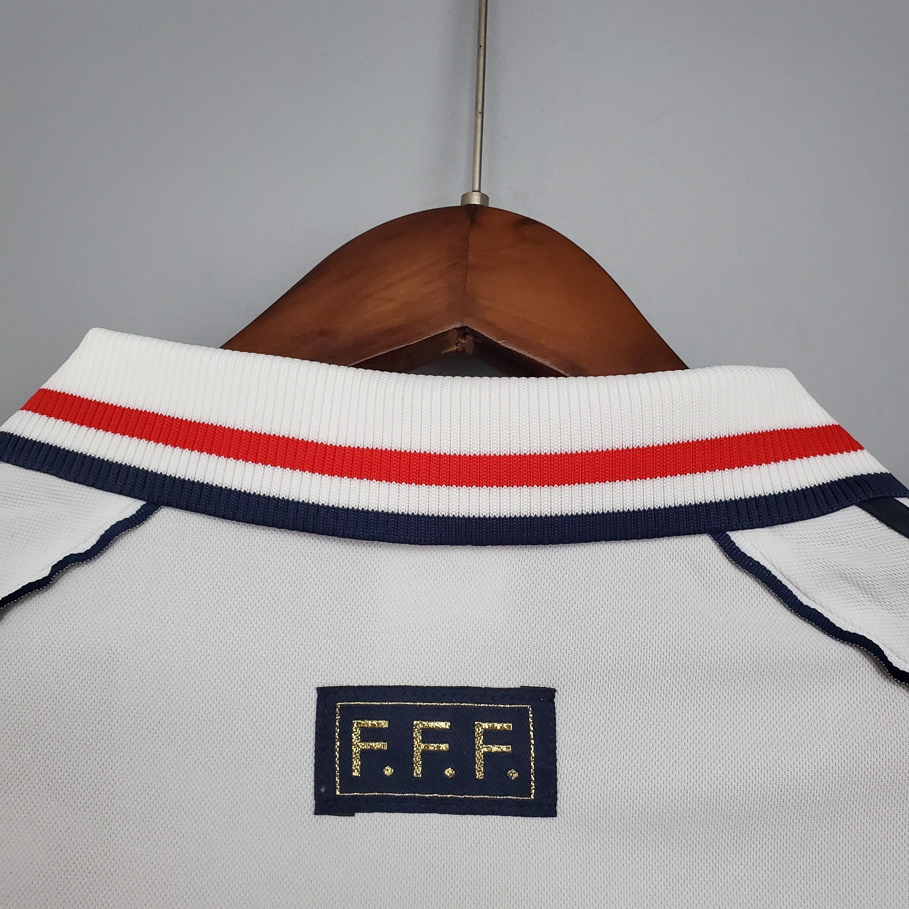 90s France Retro Football Shirt | White Blue Home