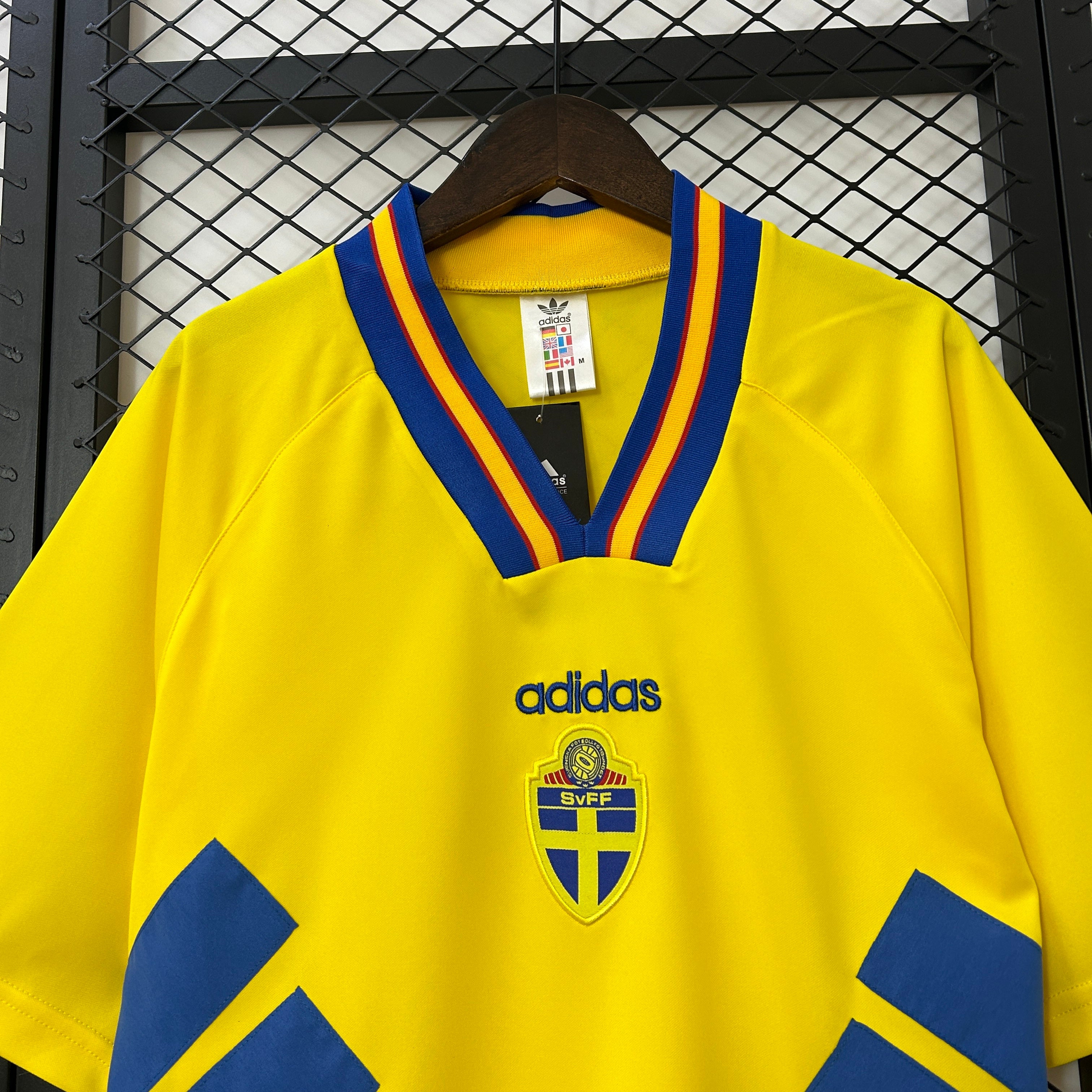 1990s Sweden Retro Football Shirt | Yellow Blue Home
