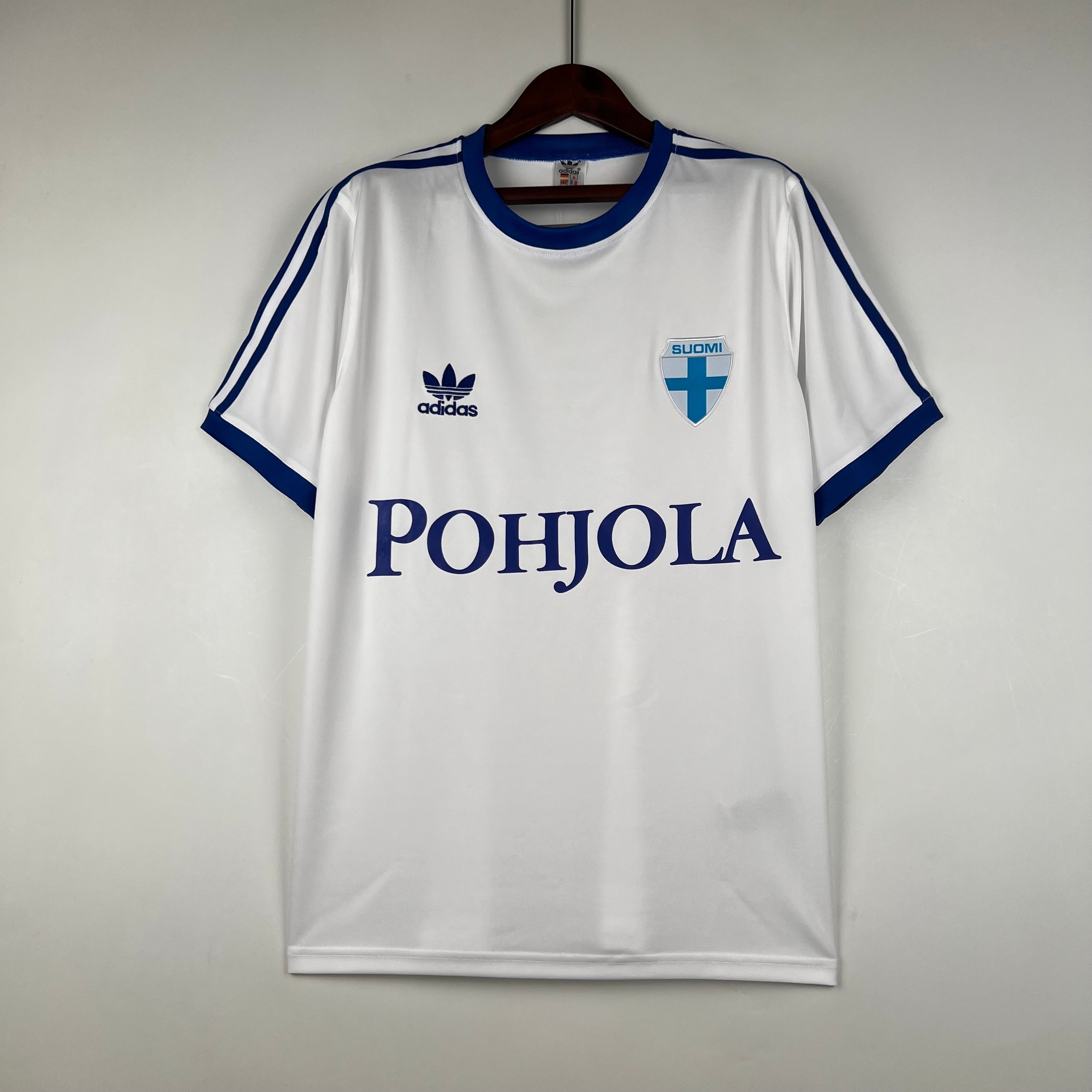 1980s Finland Retro Football Shirt | White Blue Home