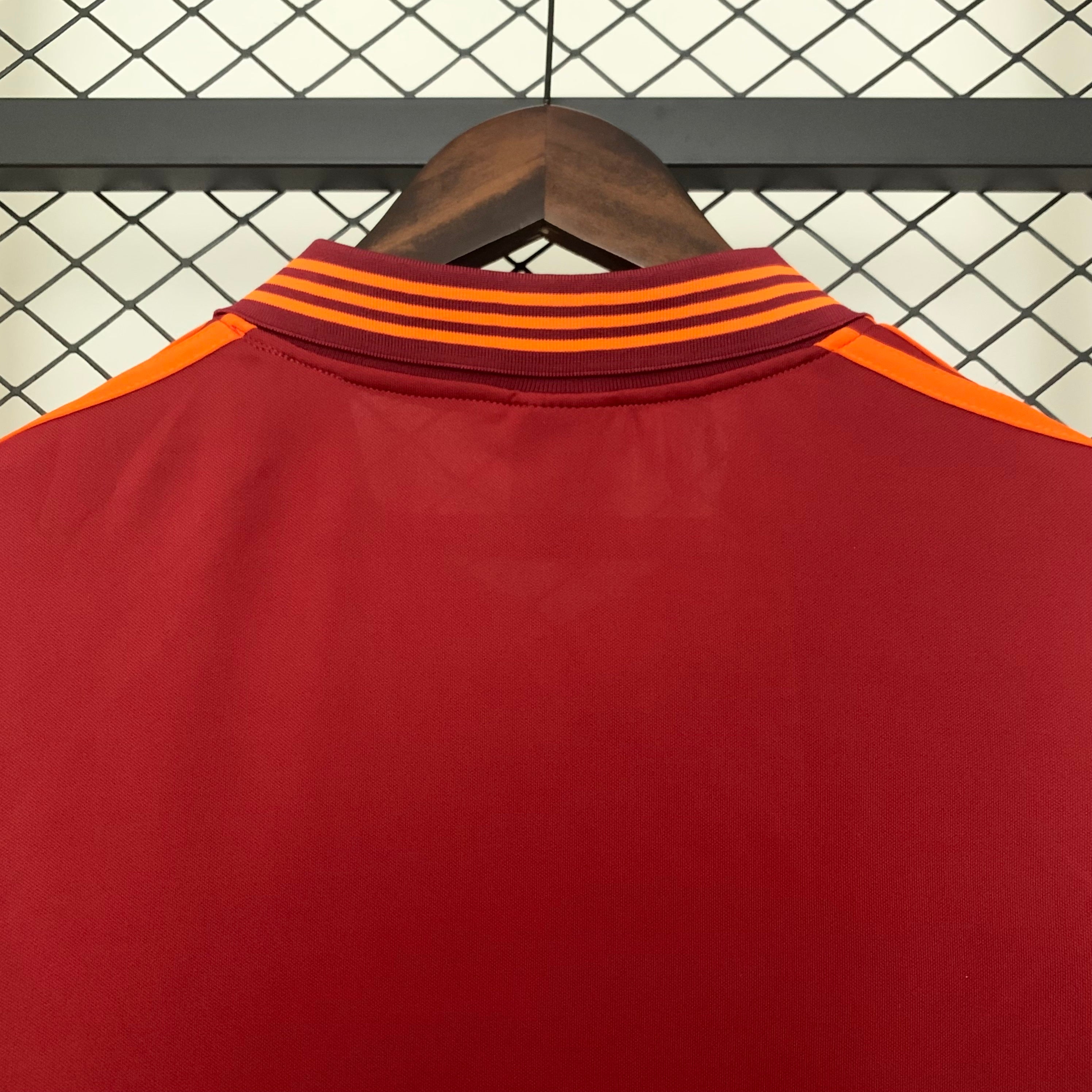 1980s Roma Retro Football Shirt | Maroon Orange Home