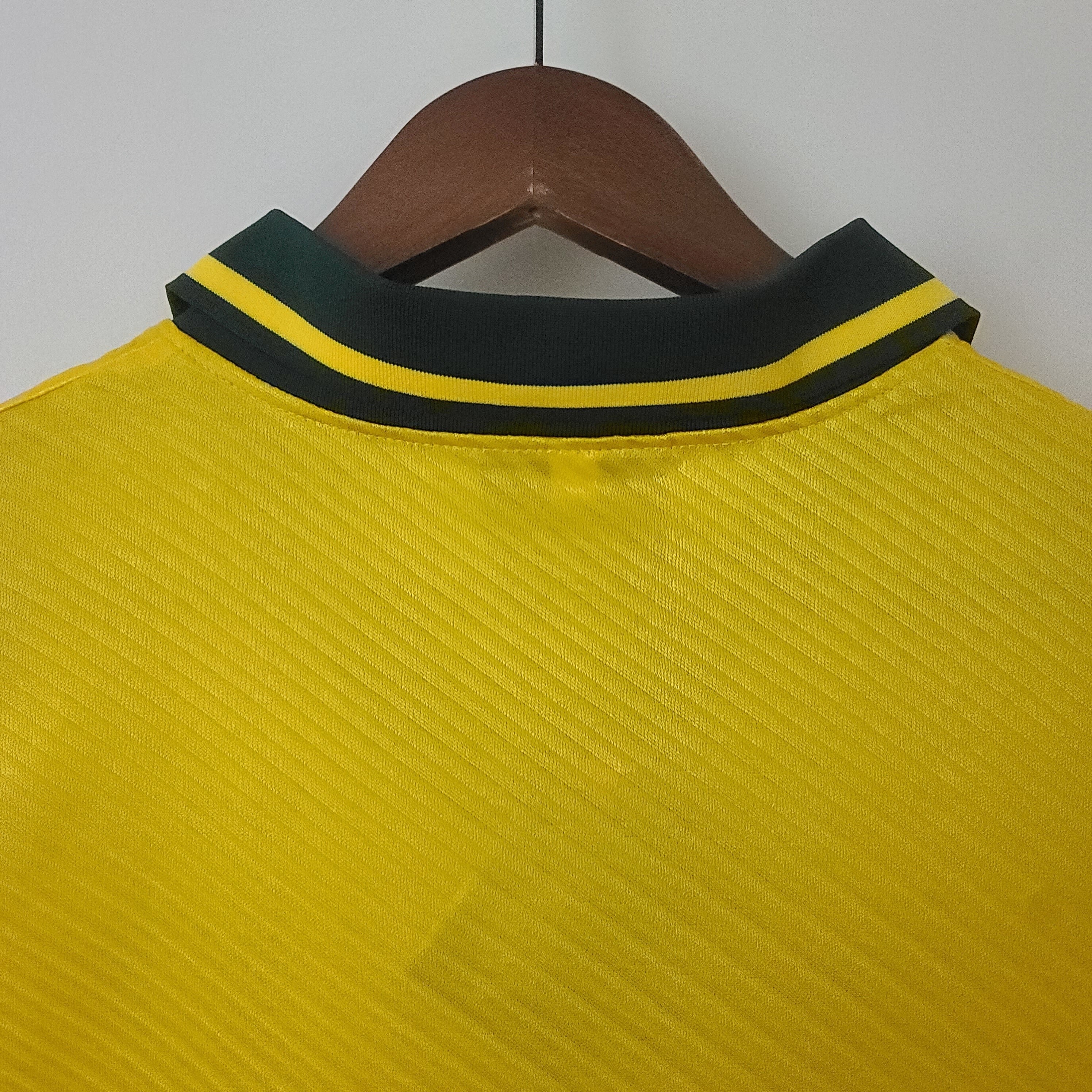 1990s Brazil Retro Football Shirt | Yellow Green Home
