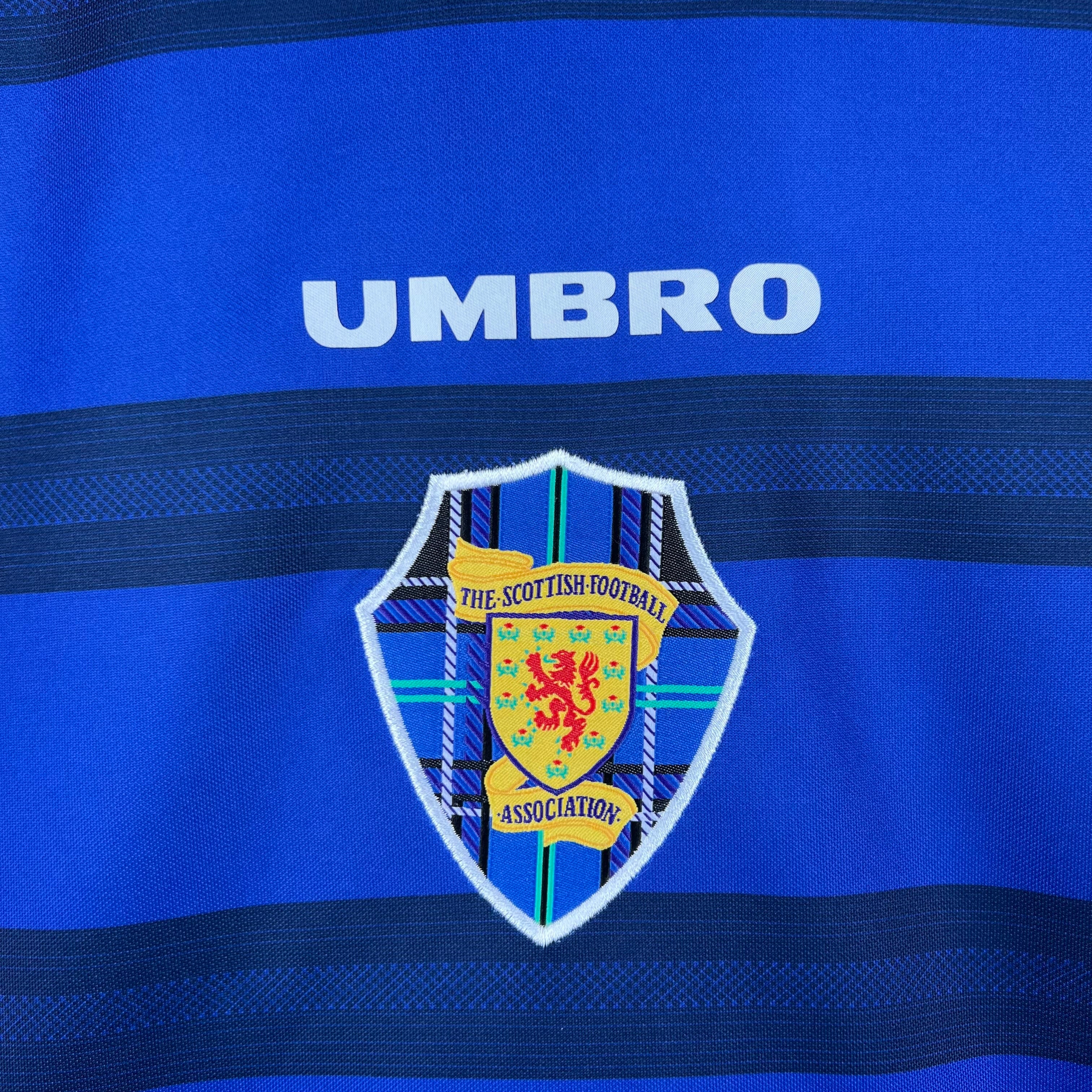 1990s Scotland Retro Football Shirt | Blue Black Home