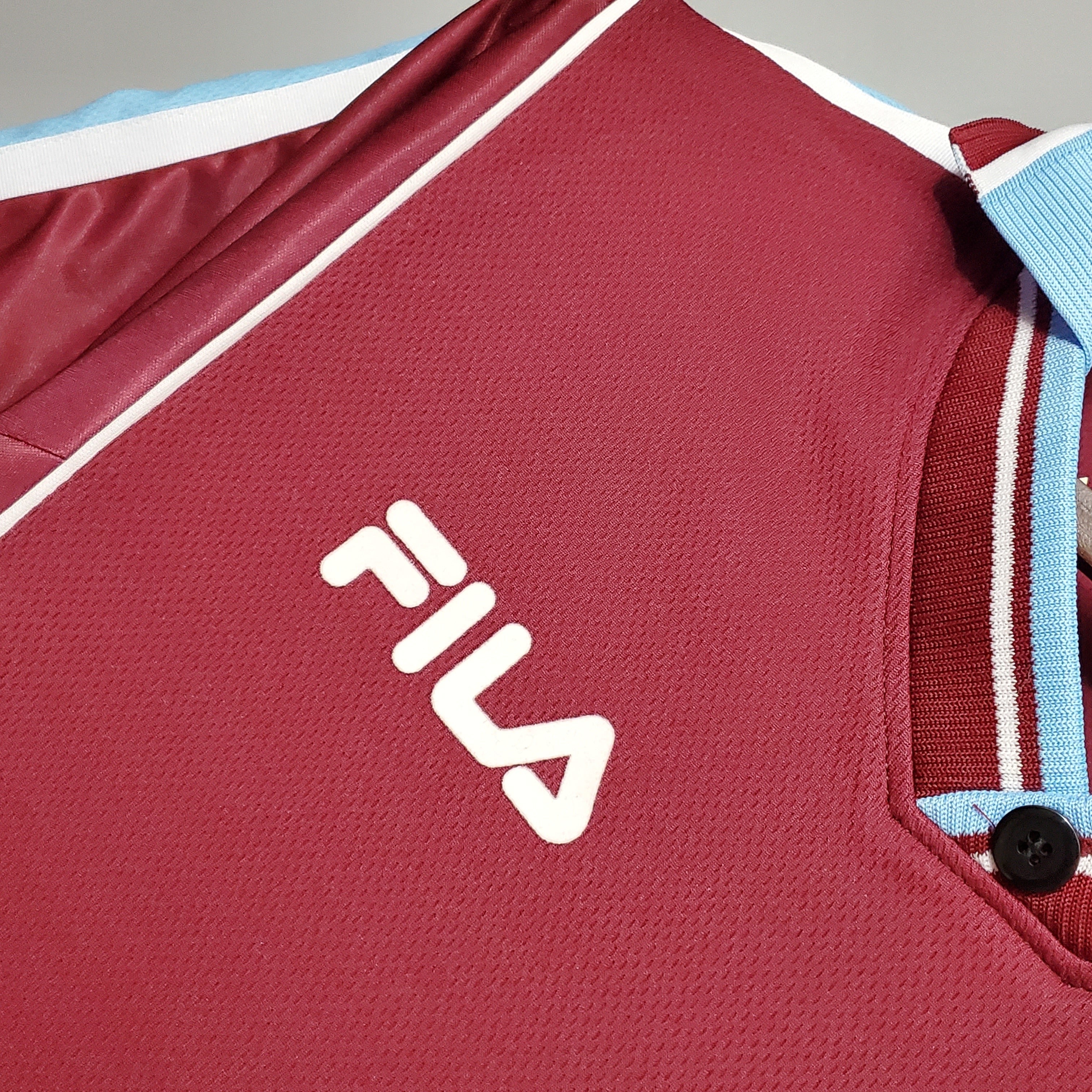 1990s West Ham United Retro Football Shirt | Claret Sky Blue Home