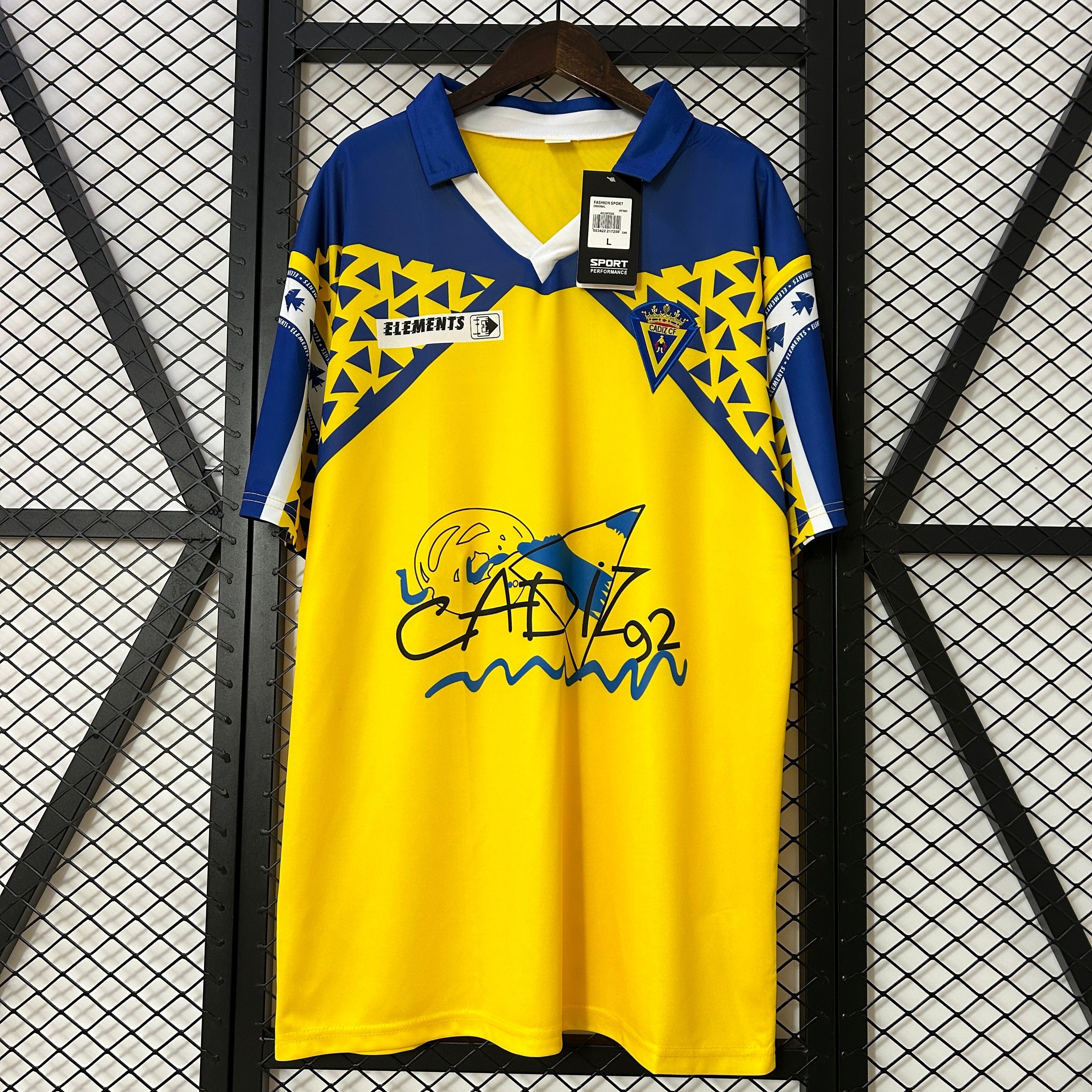 1990s Cadiz Retro Football Shirt | Yellow Blue Home