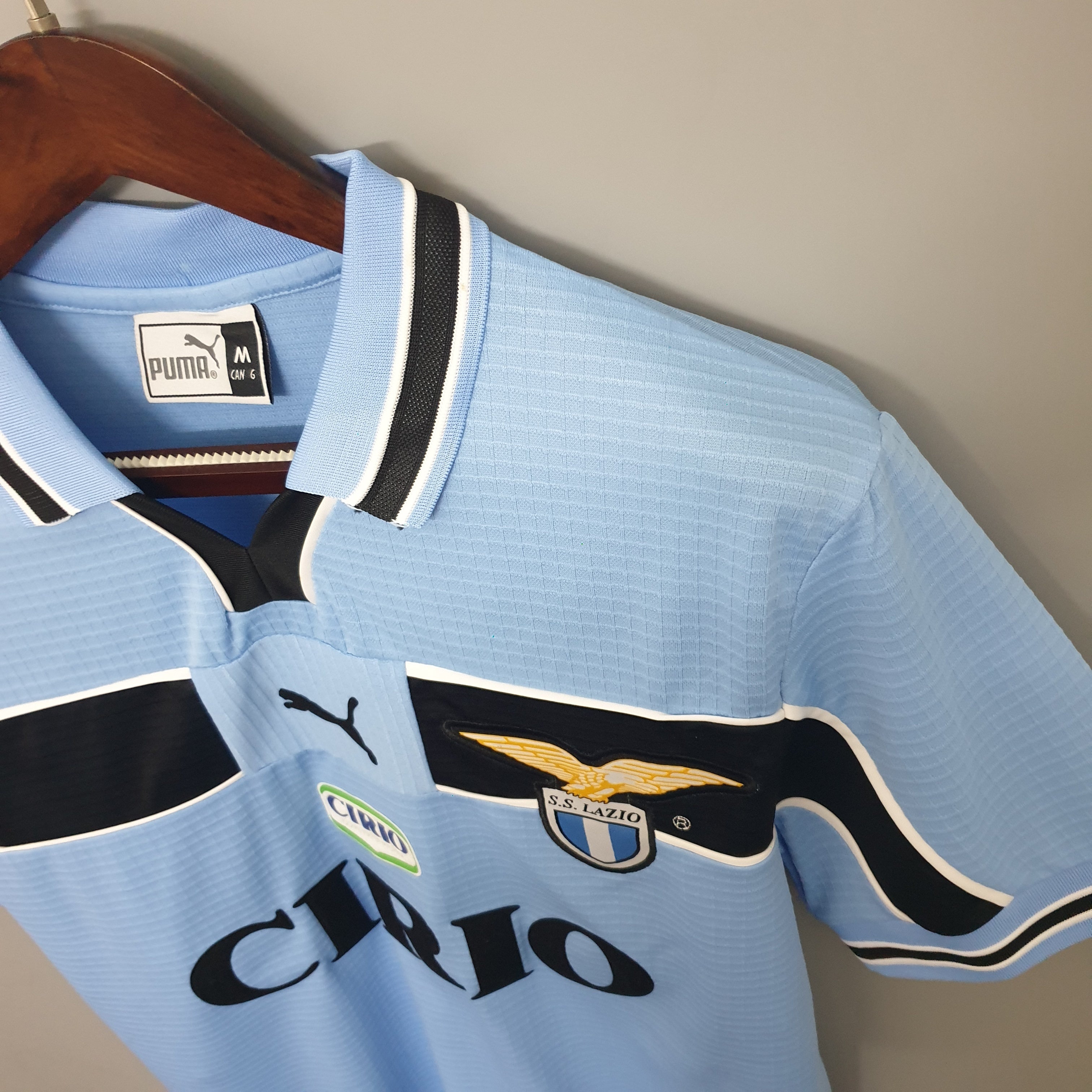 1990s Lazio Retro Football Shirt | Sky Blue Black Home