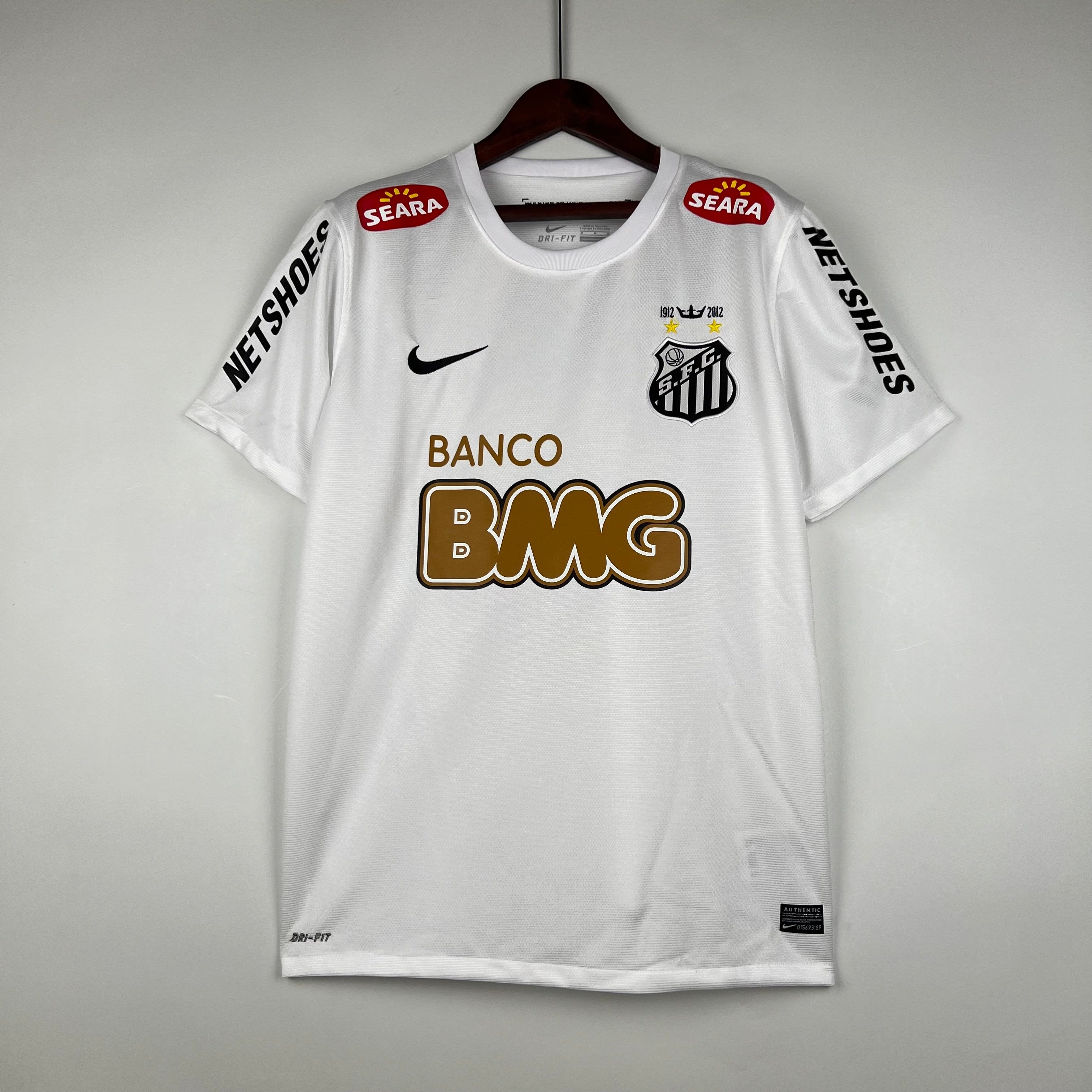 2010s Santos Retro Football Shirt | White Gold Home