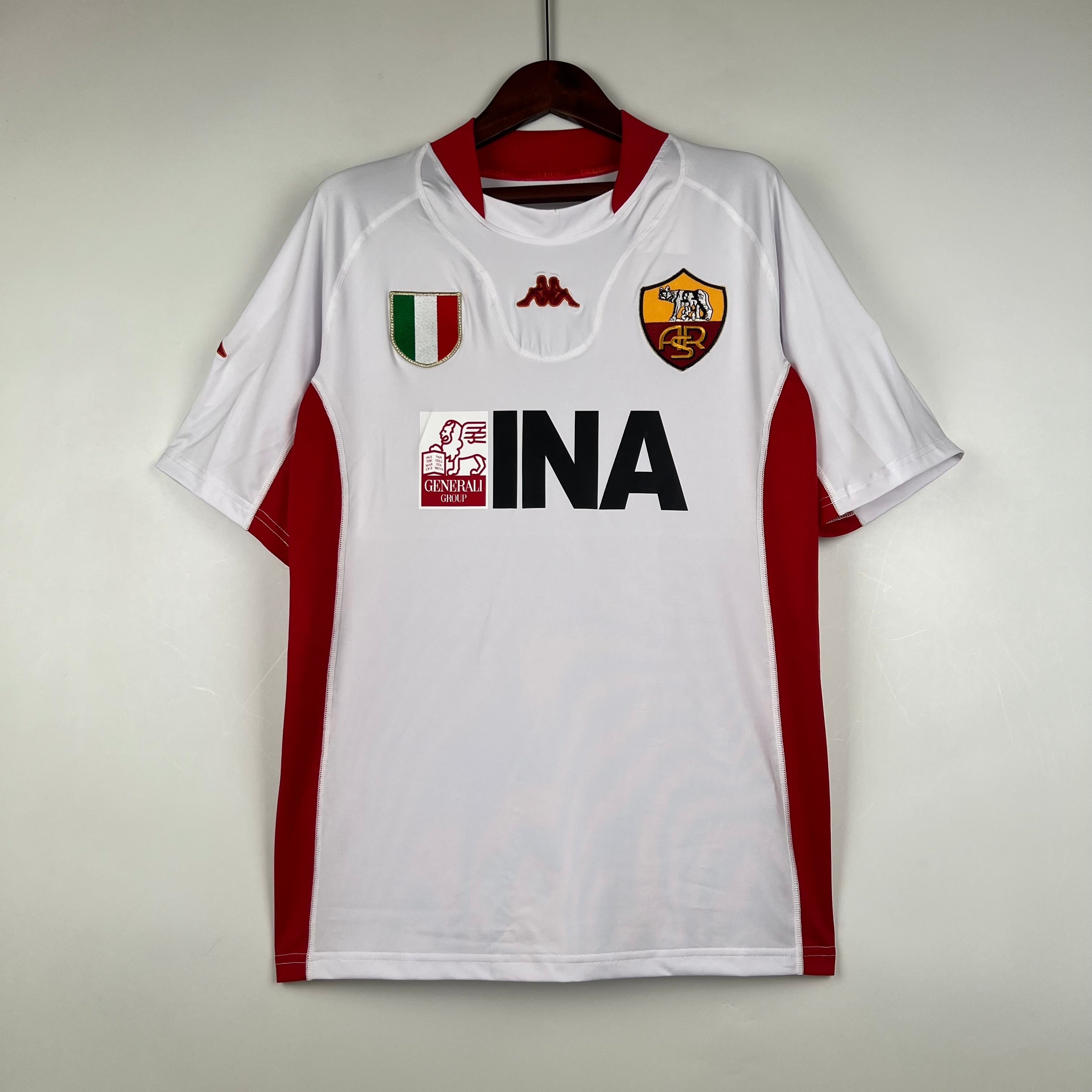 2000s AS Roma Retro Football Shirt | White Red Home