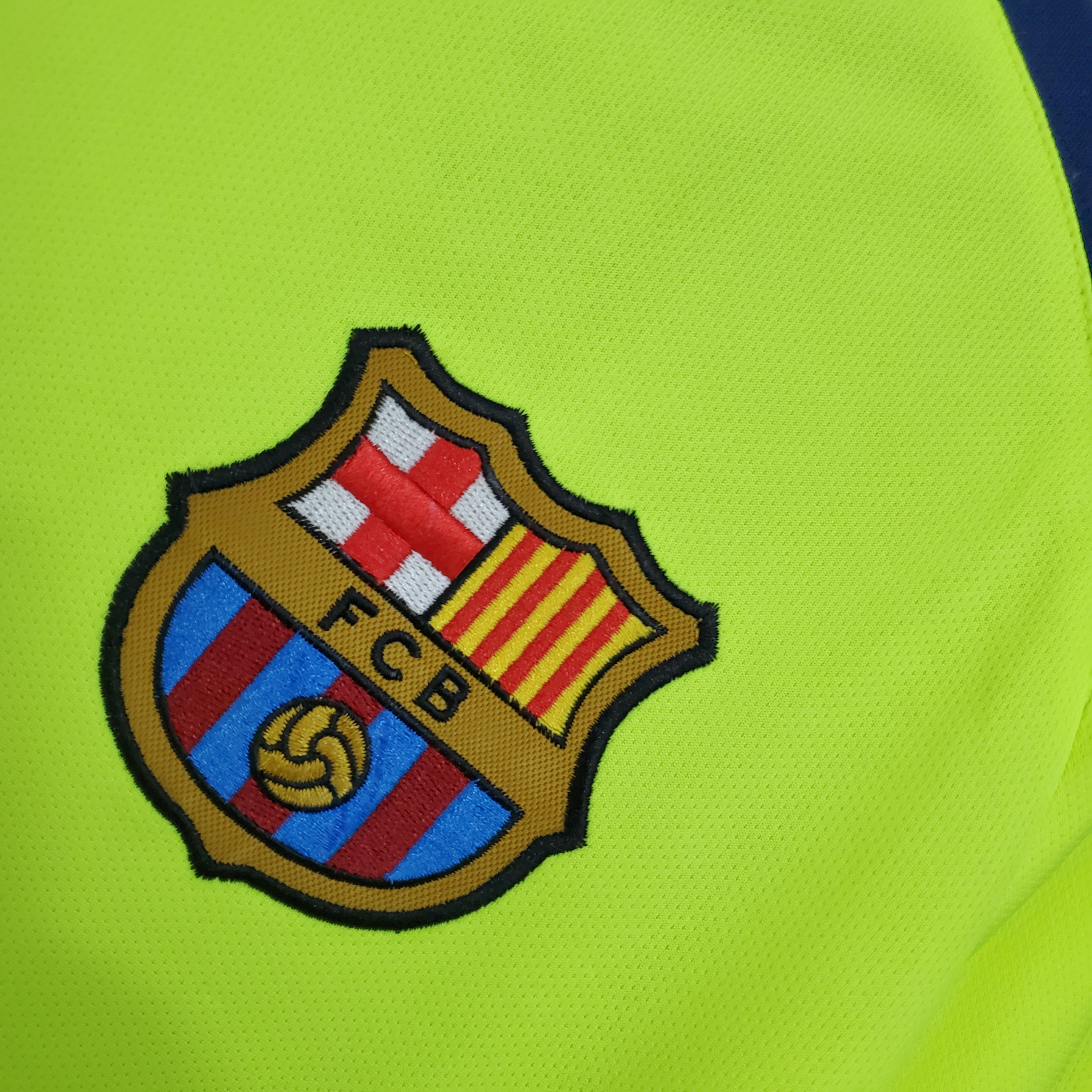 2020s Barcelona Retro Football Shirt | Neon Yellow Navy Home