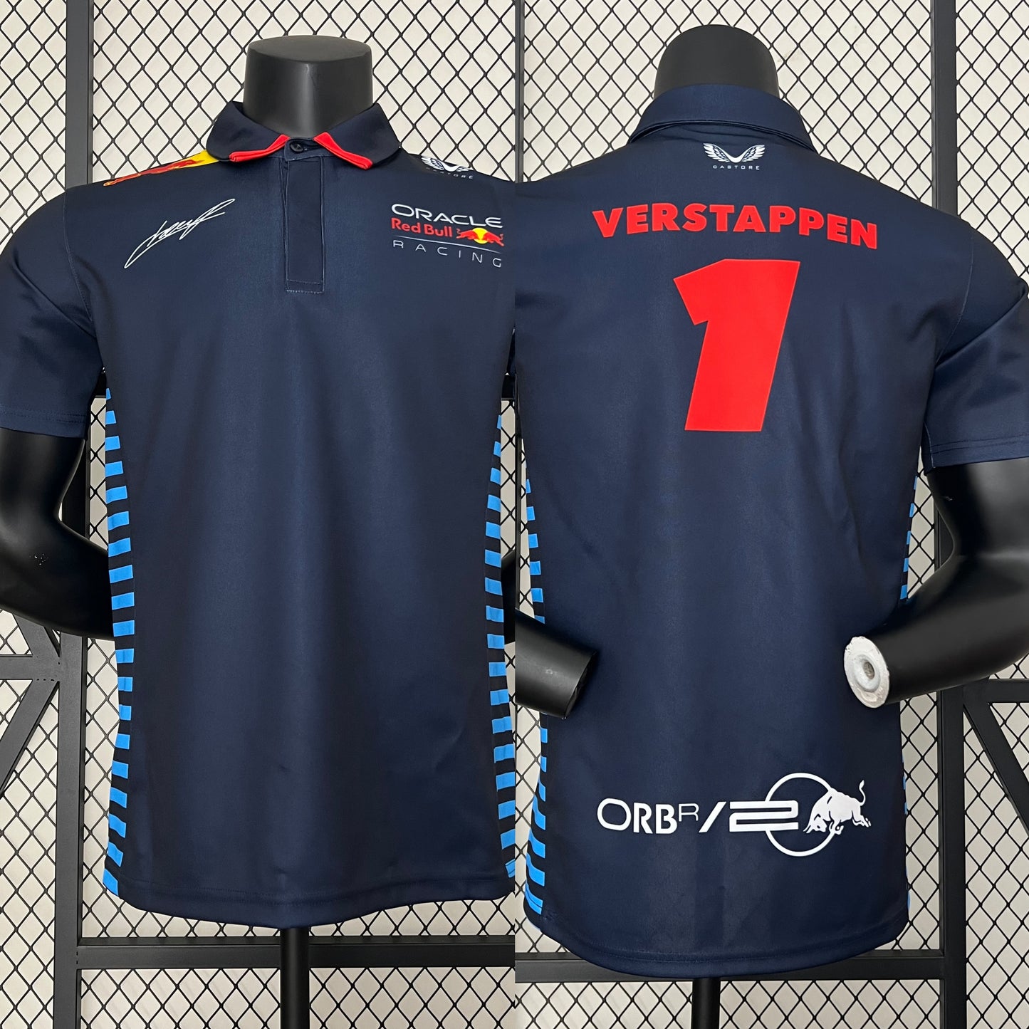 Red Bull Racing F1 2023 Polo – Player Fit – Max Verstappen #1 | Navy Blue