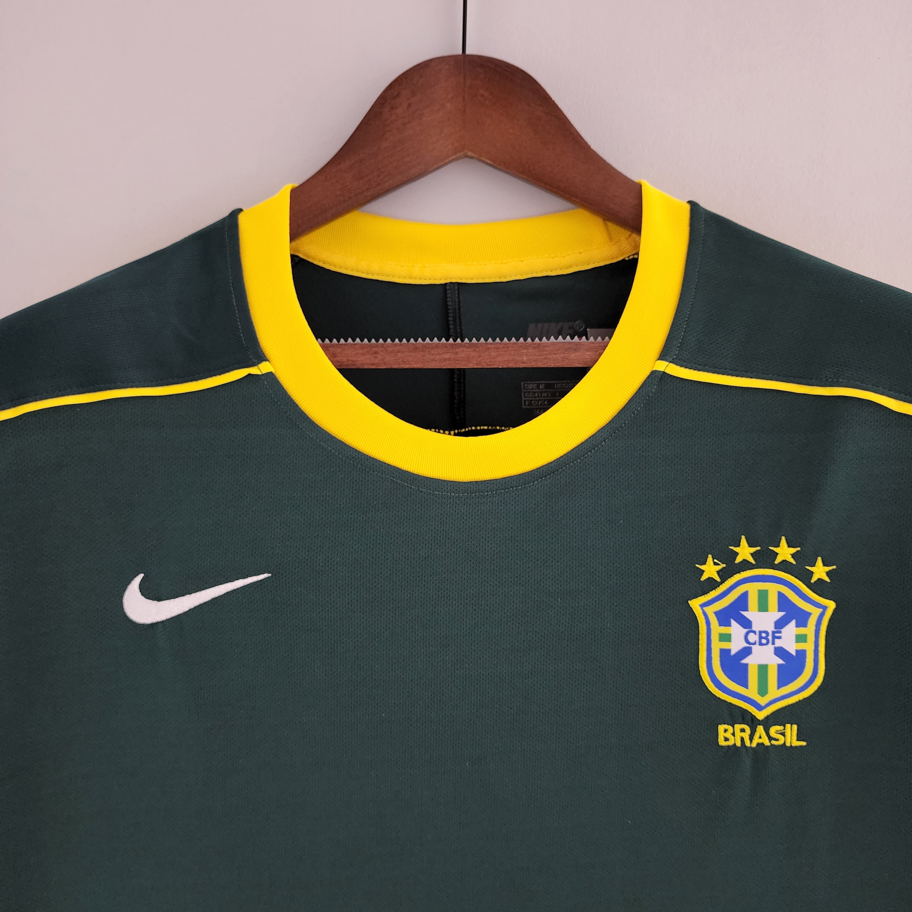 2000s Brazil Retro Football Shirt | Green Yellow Home