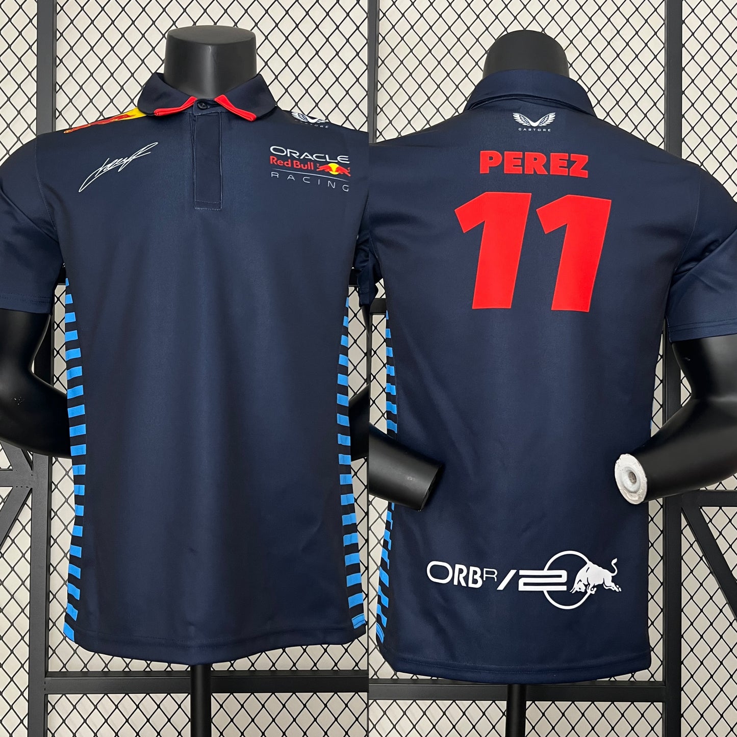 Red Bull Racing F1 2023 Polo – Player Fit – Perez #11 | Navy Blue