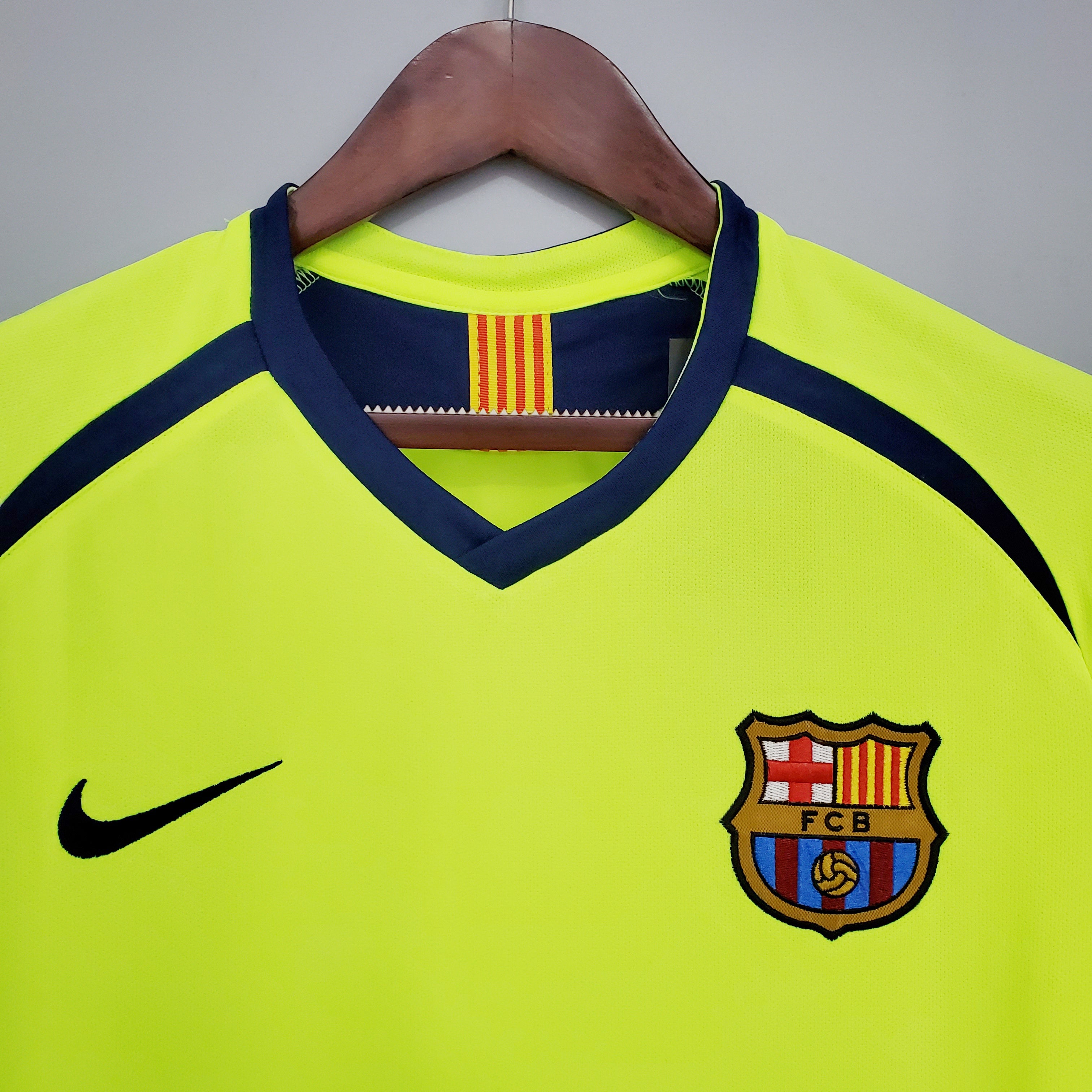 2020s Barcelona Retro Football Shirt | Neon Yellow Navy Home