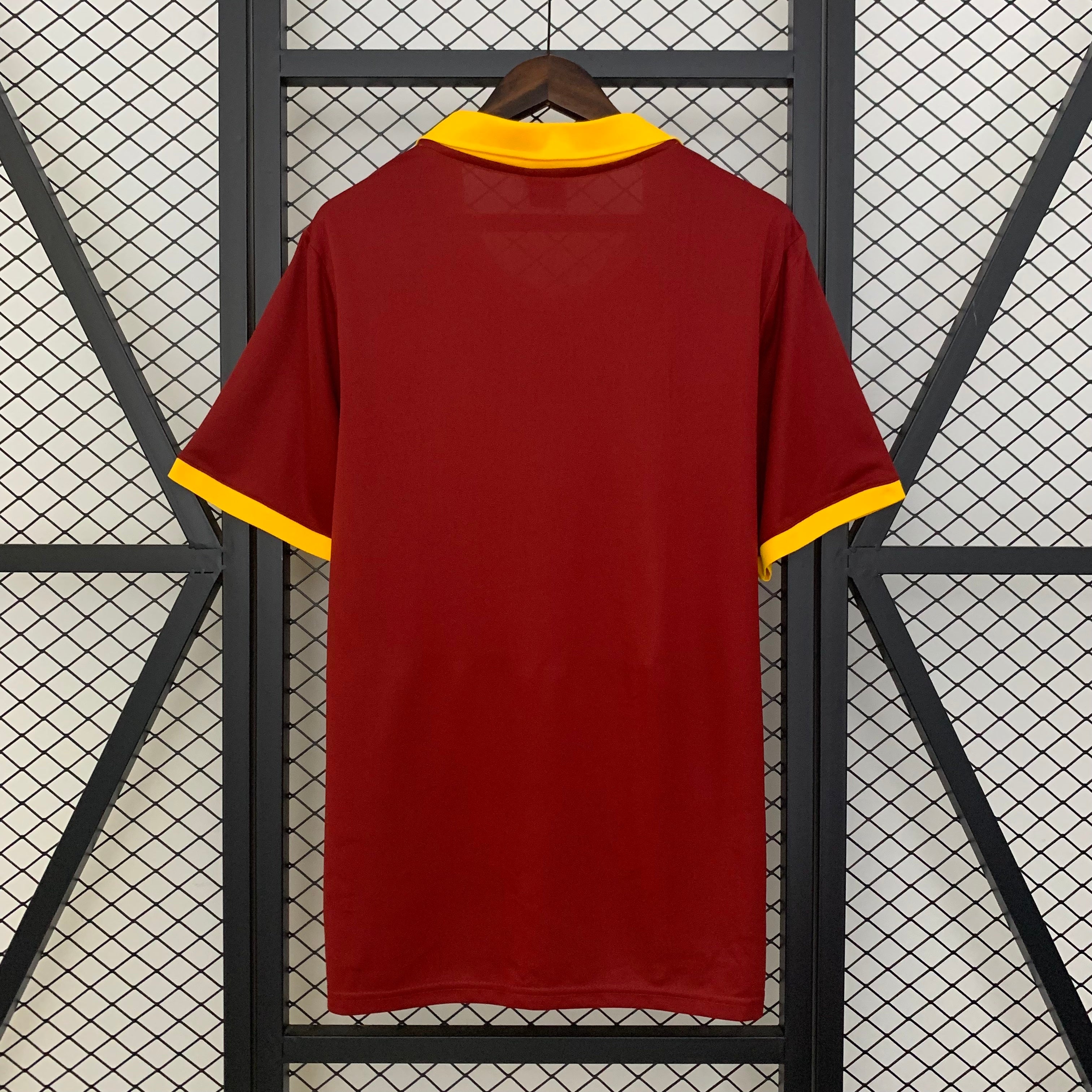 1990s Roma Retro Football Shirt | Maroon Yellow Home