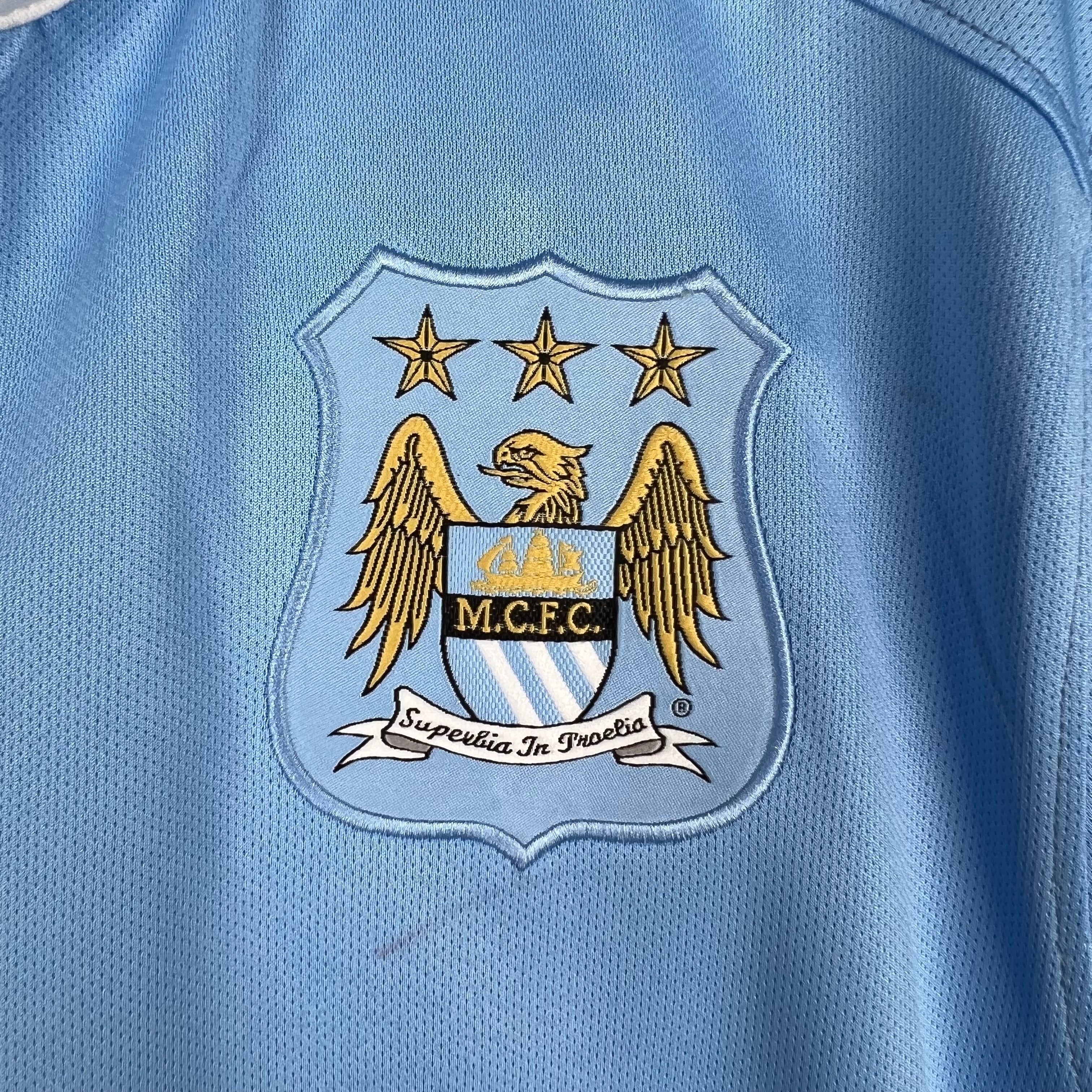 2010s Manchester City Retro Football Shirt | Sky Blue White Home