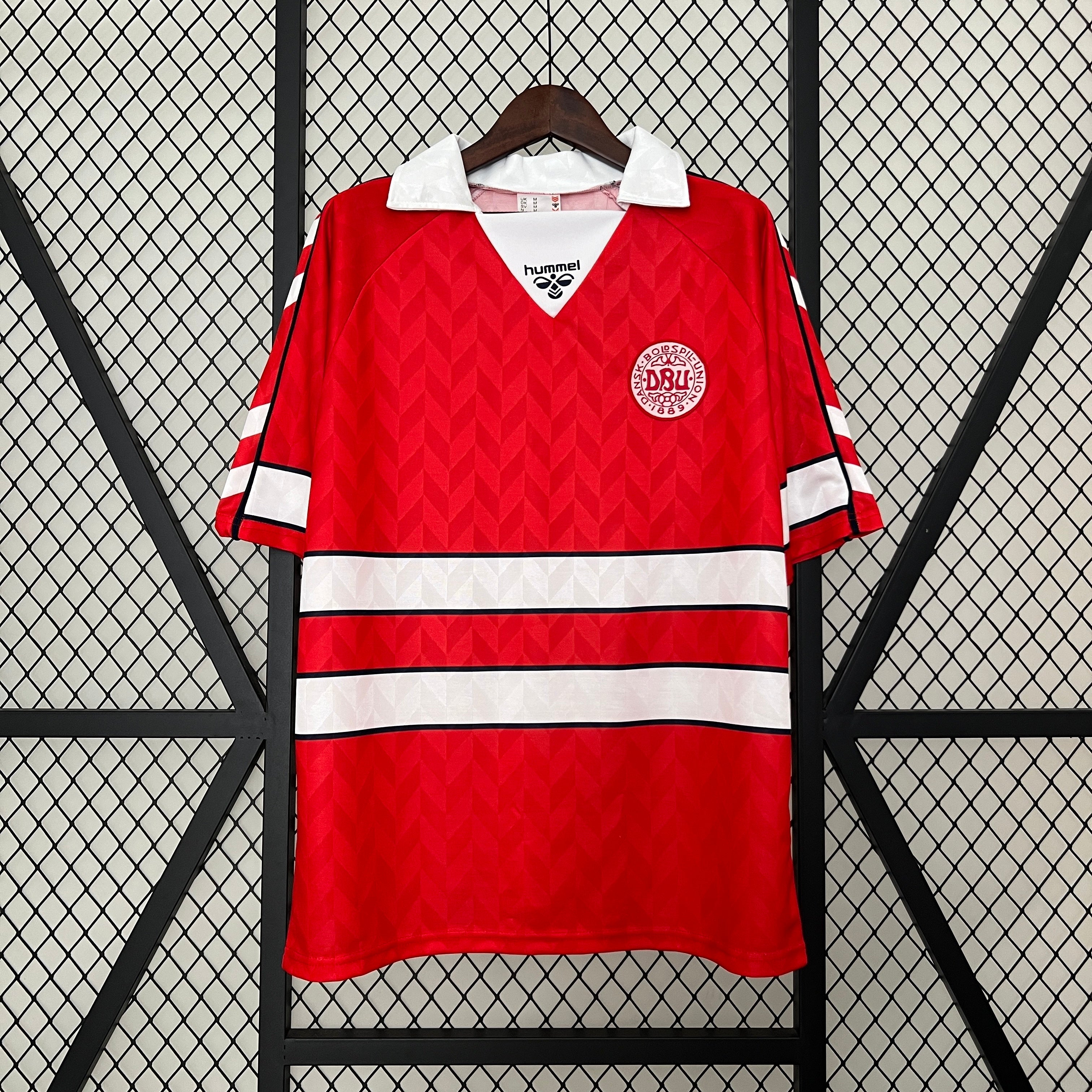 1990s Denmark Retro Football Shirt | Red White Home