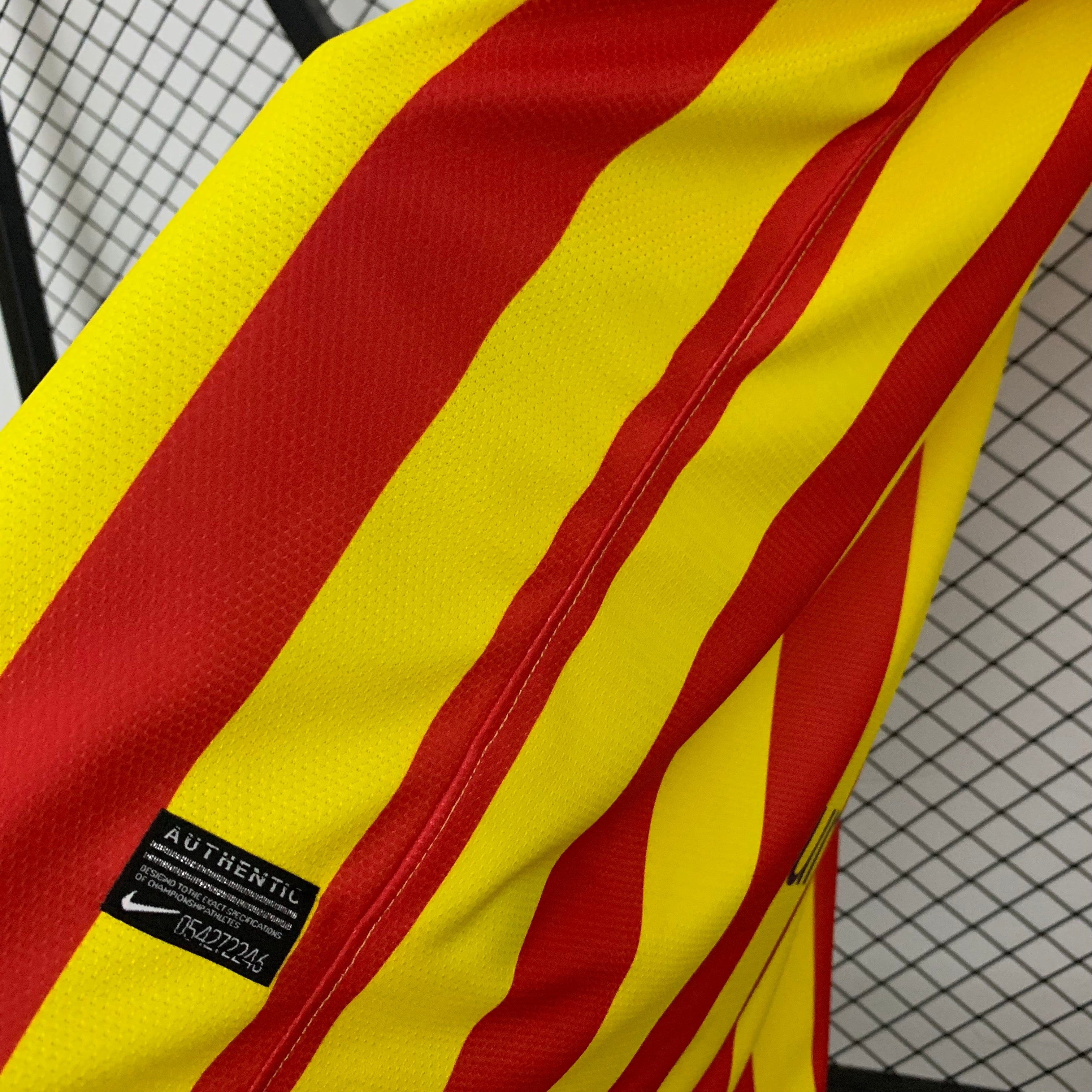 2010s Barcelona Retro Football Shirt | Yellow Red Home
