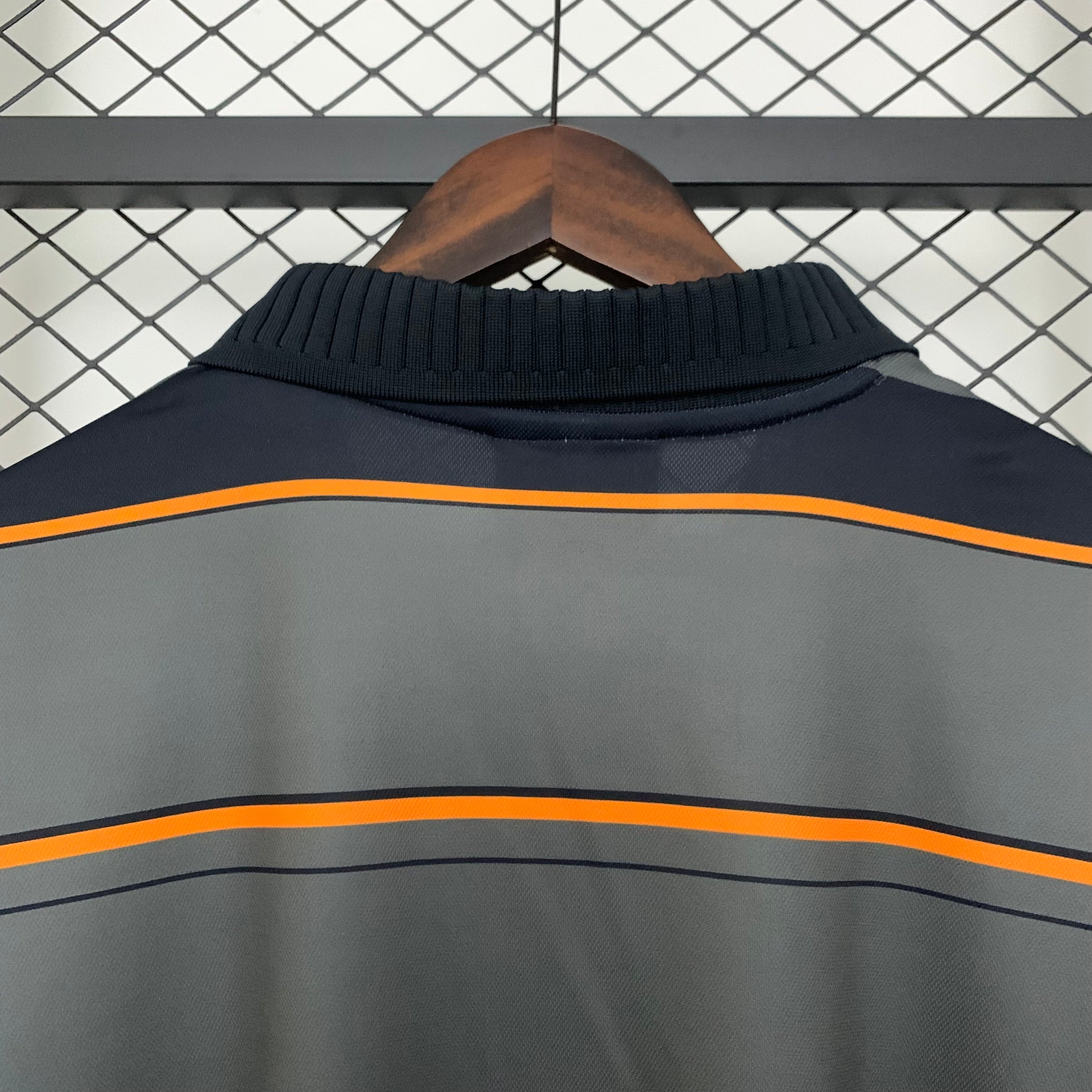 1990s Valencia Retro Football Shirt | Black Orange Home
