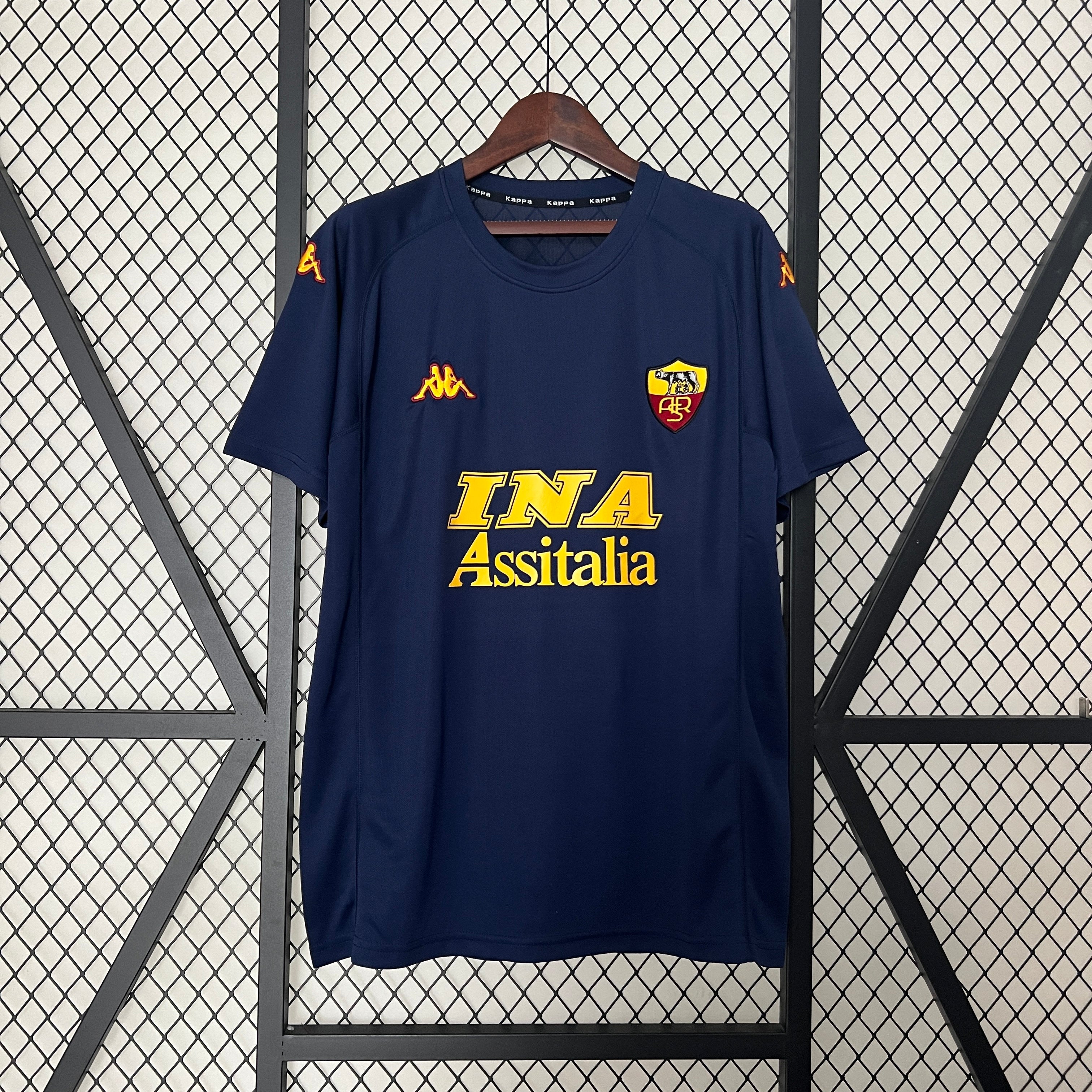 1990s AS Roma Retro Football Shirt | Navy Yellow Home