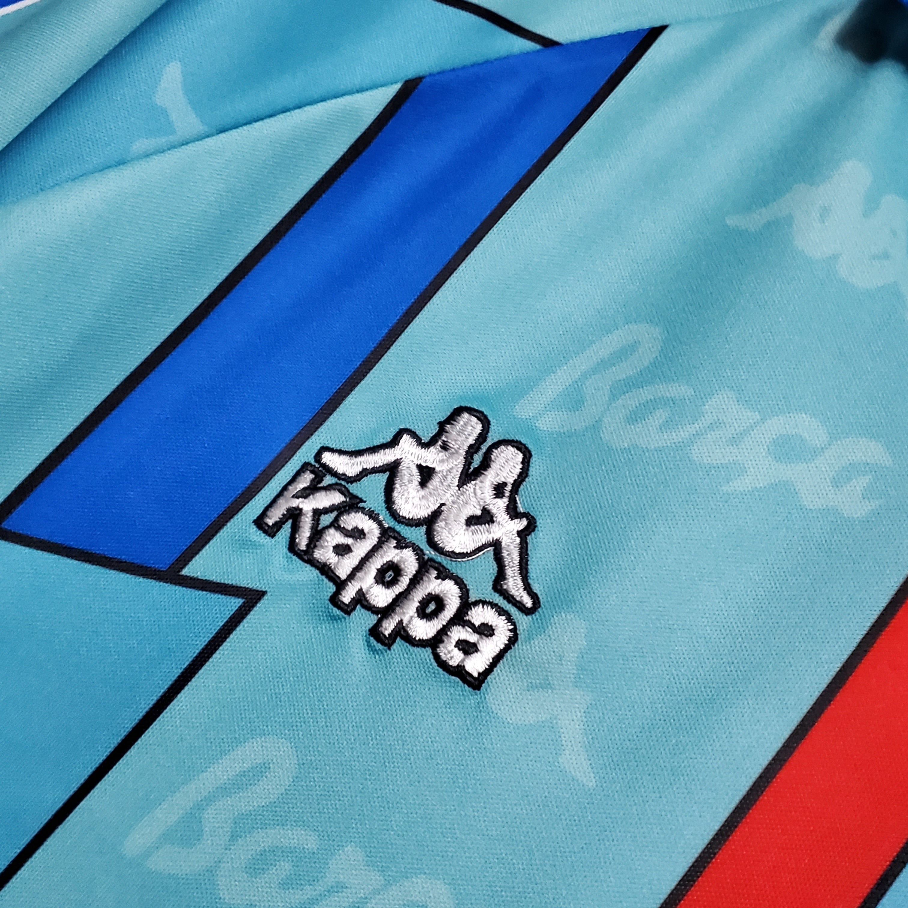 1990s Barcelona Retro Football Shirt | Sky Blue Red Home