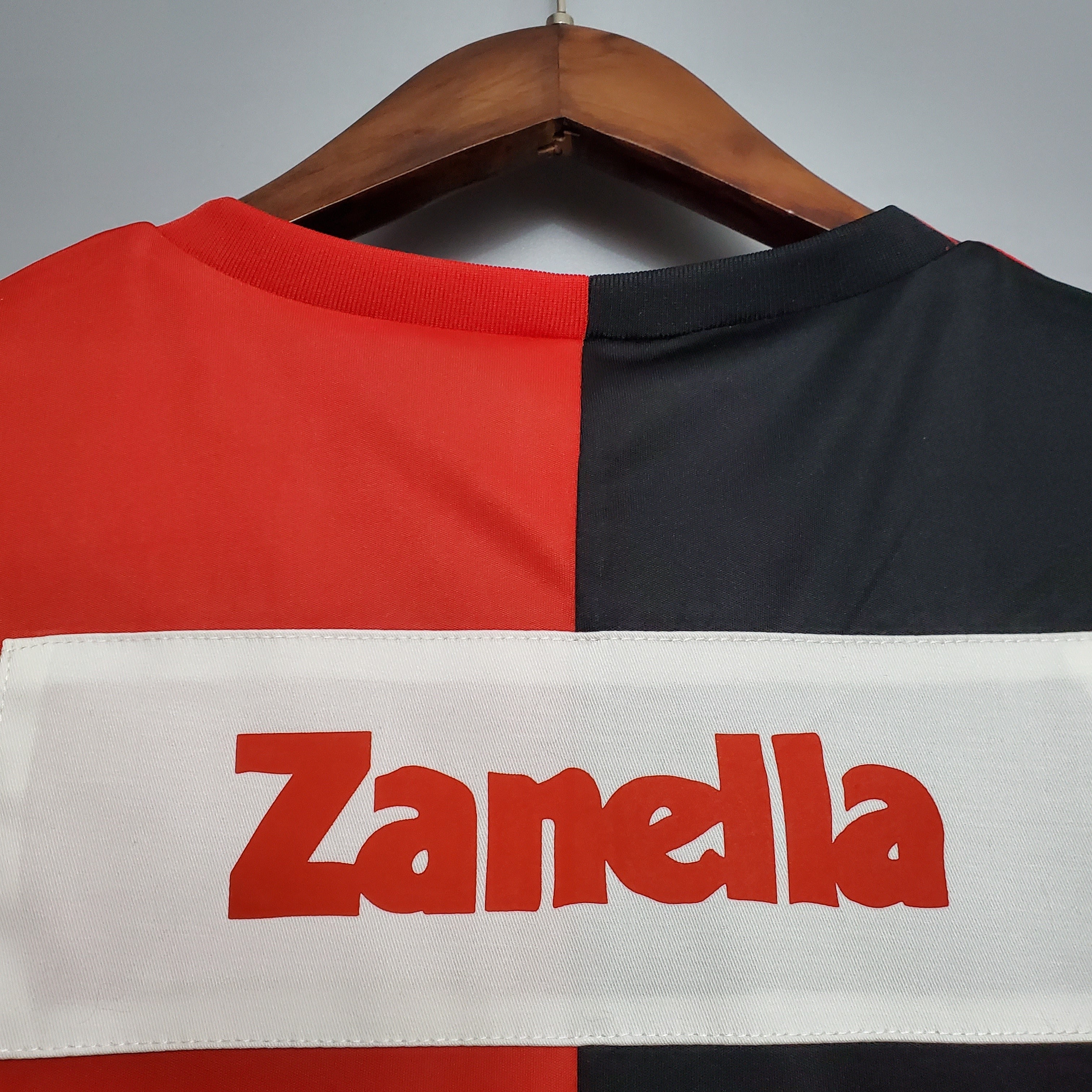 1990s Unknown Team Retro Football Shirt | Red Black Home
