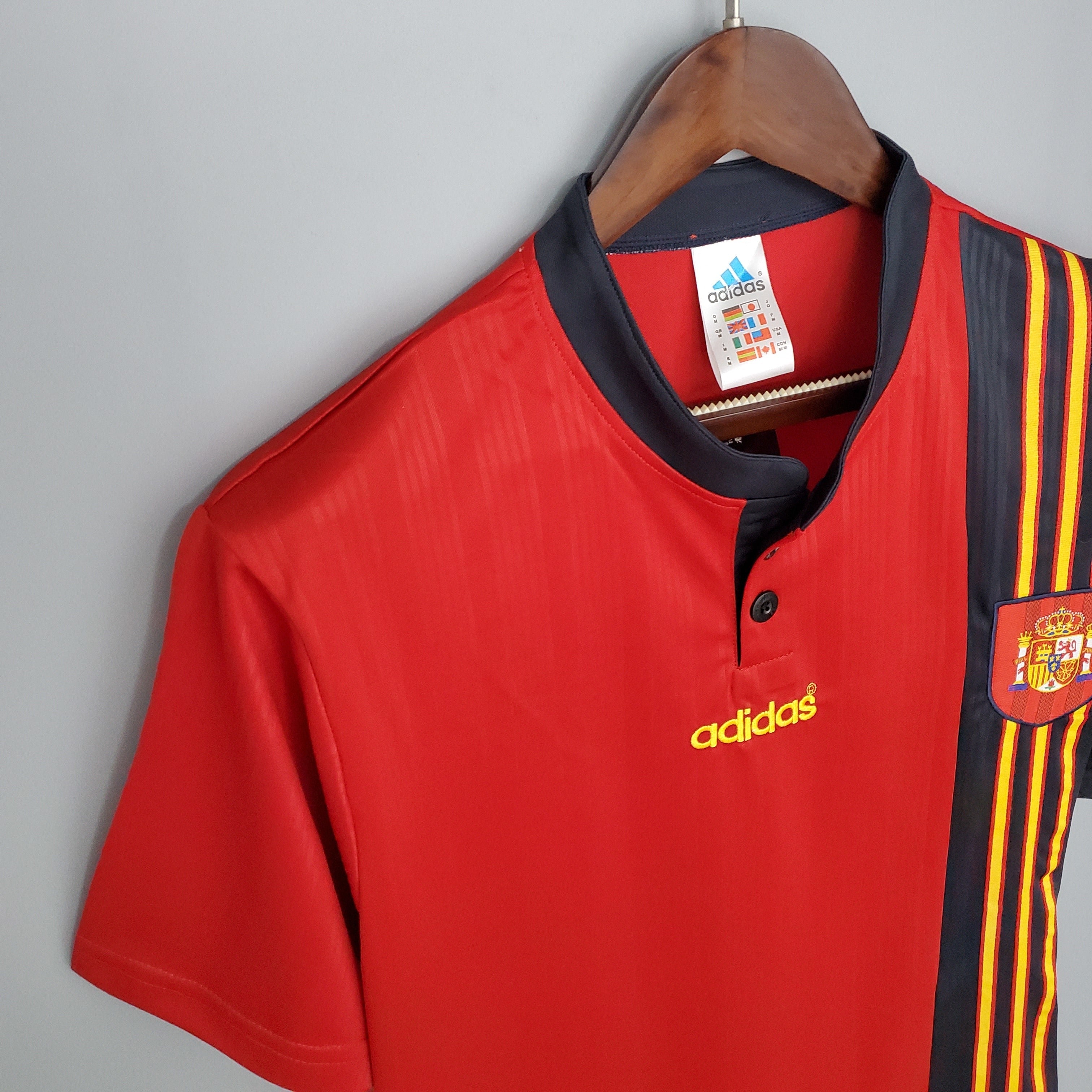 1990s Spain Retro Football Shirt | Red Black Home