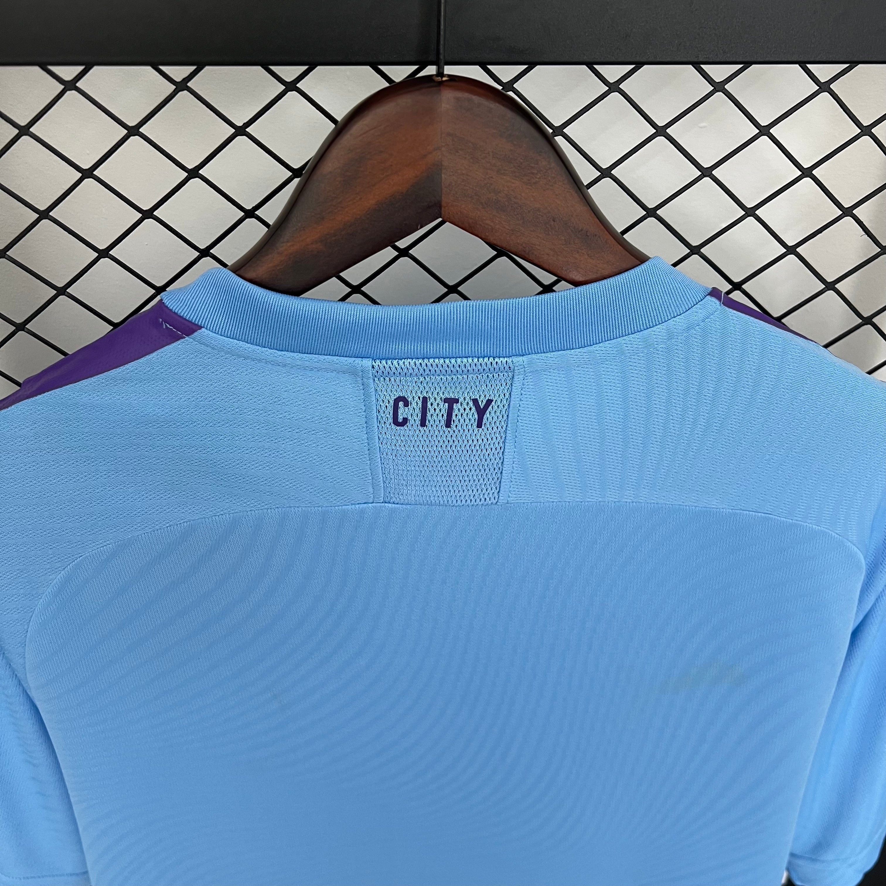2020s Manchester City Retro Football Shirt | Sky Blue Purple Home