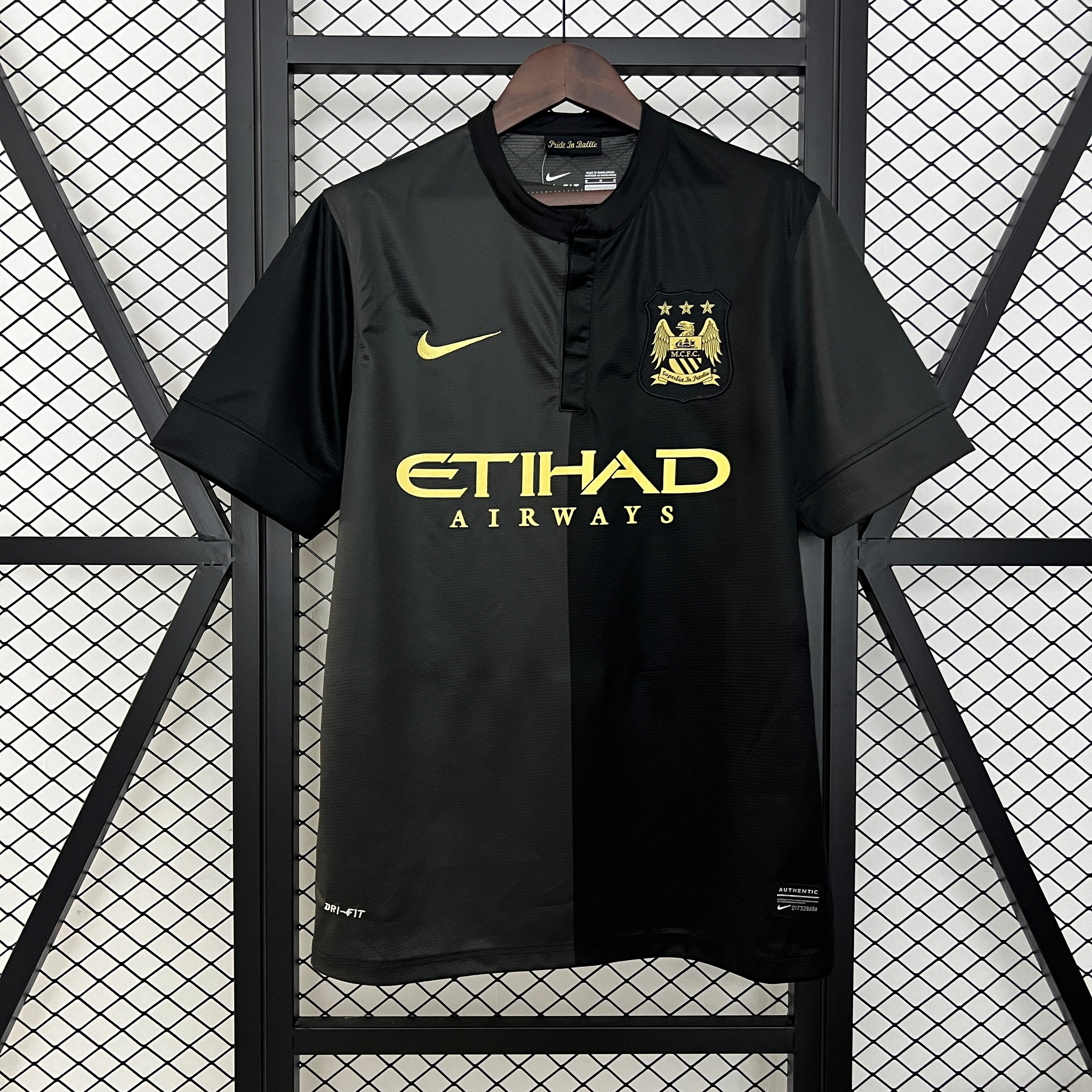2010s Manchester City Retro Football Shirt | Black Gold Home