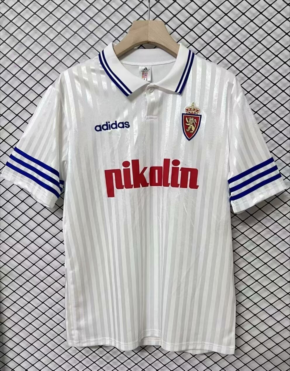 1990s Zaragoza Retro Football Shirt | White Blue Home