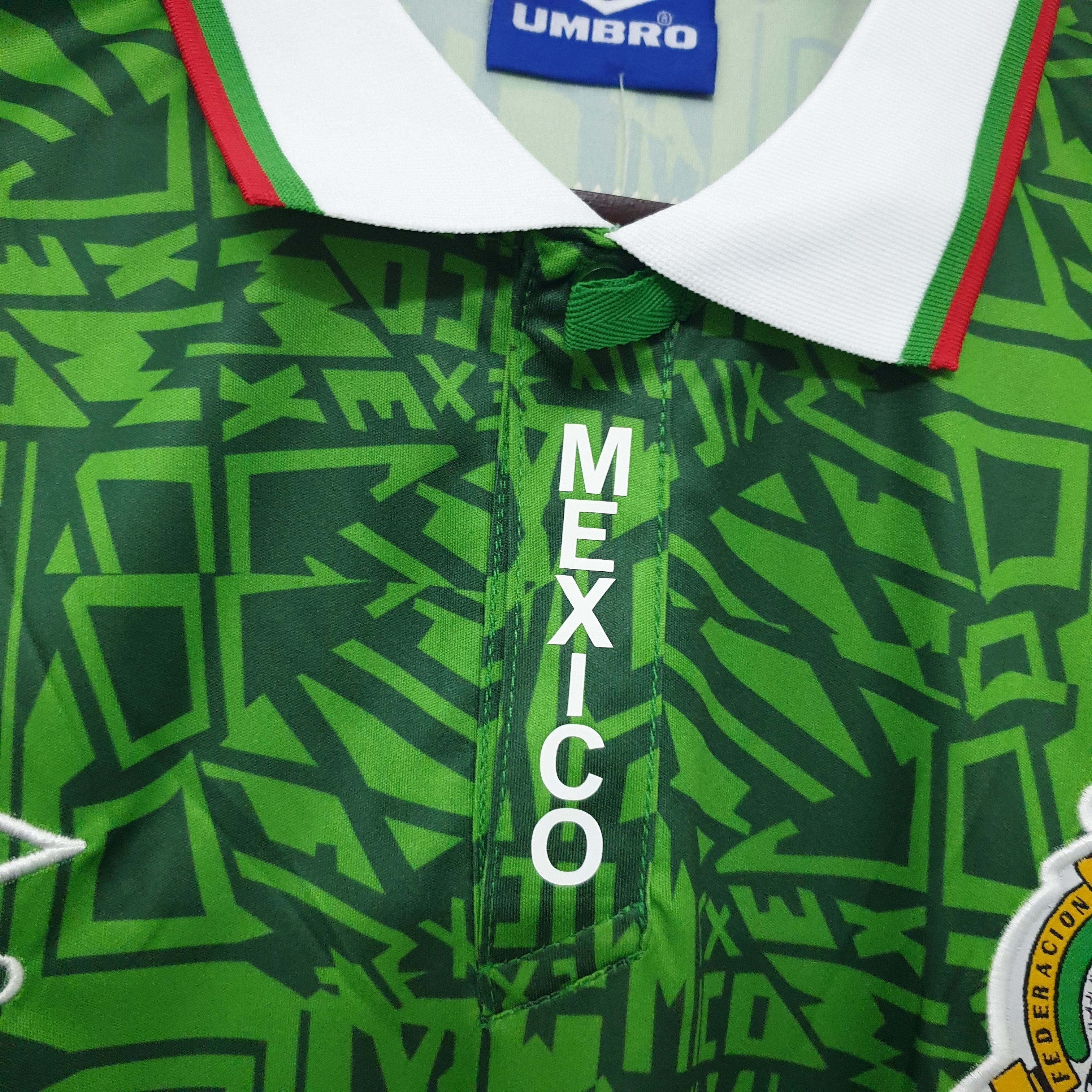 1990s Mexico Retro Football Shirt | Green White Home
