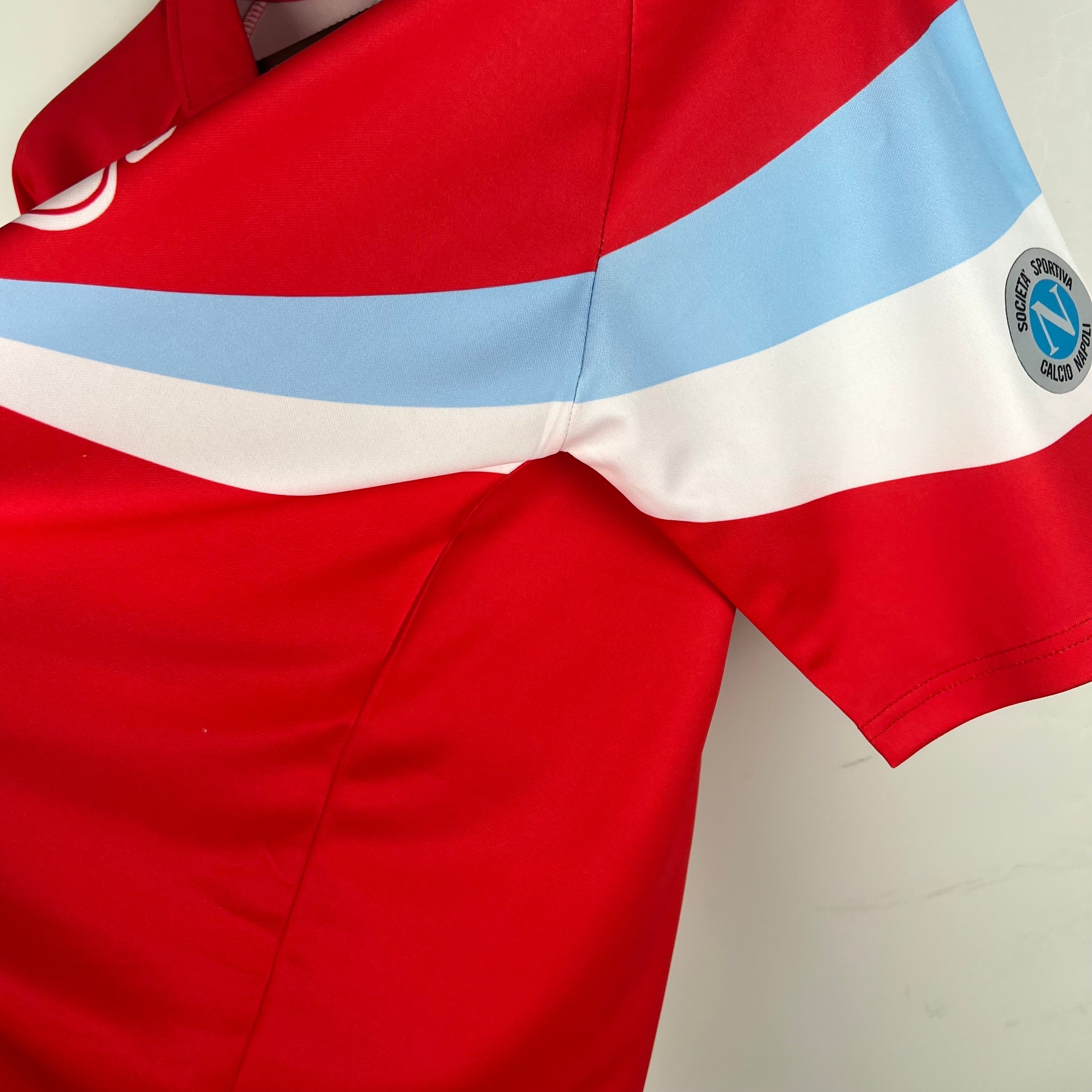 1990s Napoli Retro Football Shirt | Red Light Blue Home