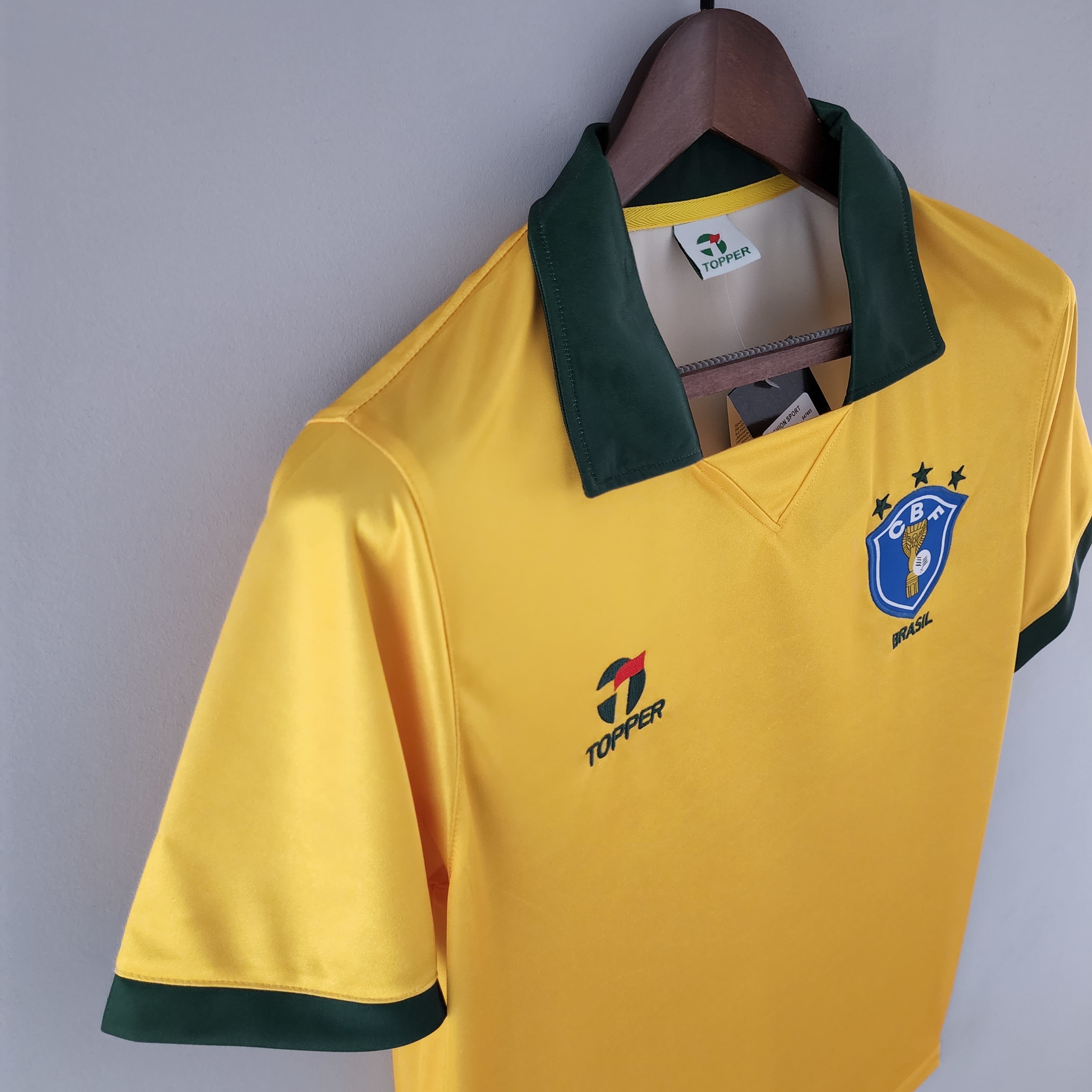 1990s Brazil Retro Football Shirt | Yellow Green Home