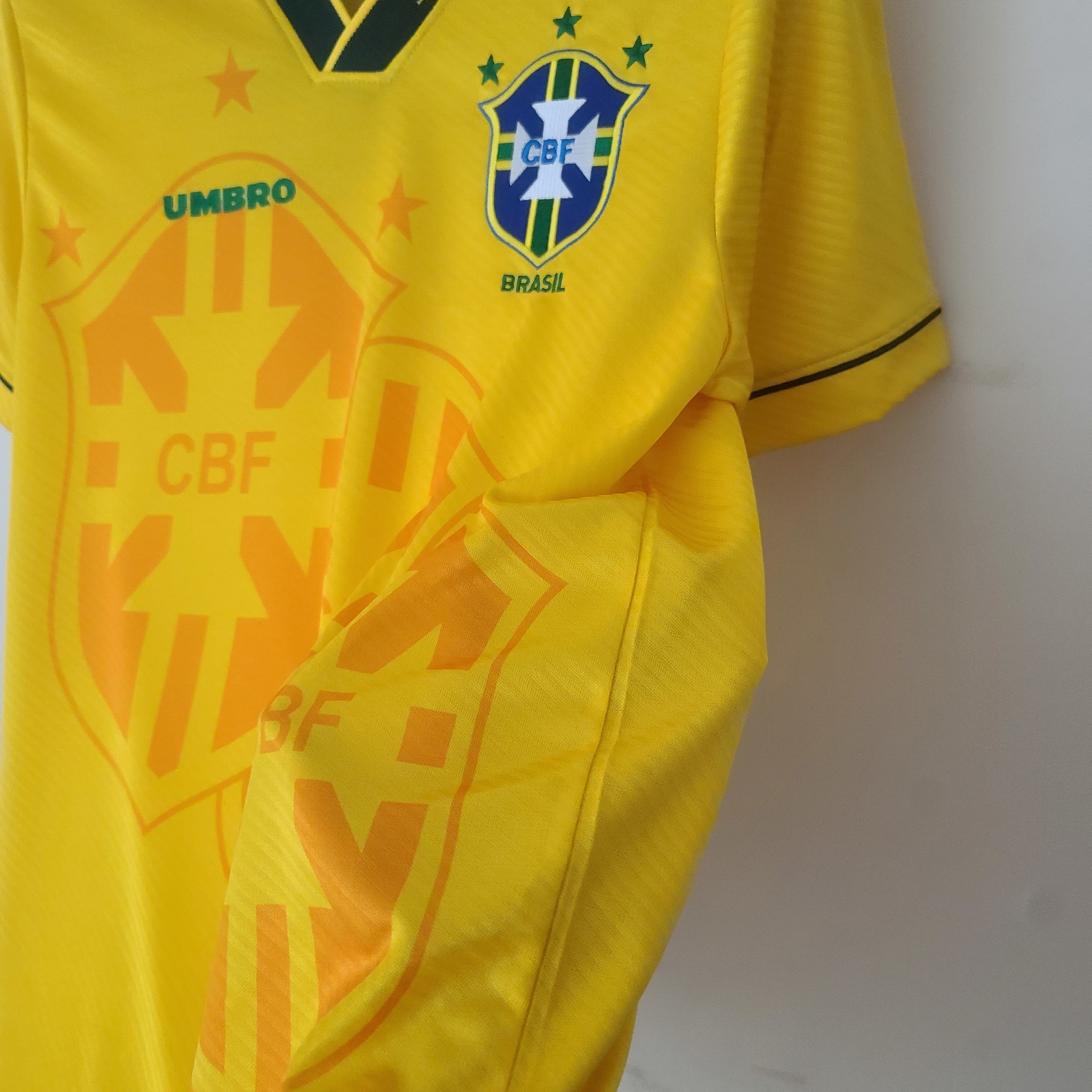 1990s Brazil Retro Football Shirt | Yellow Green Home