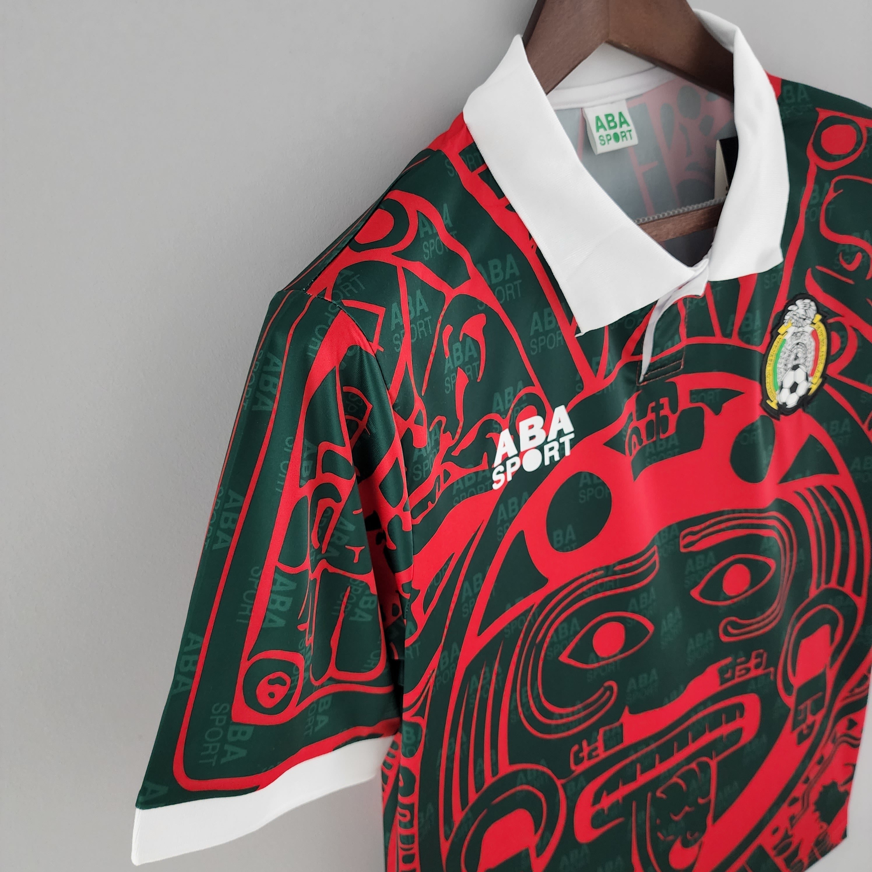 1990s Mexico Retro Football Shirt | Red Black Home