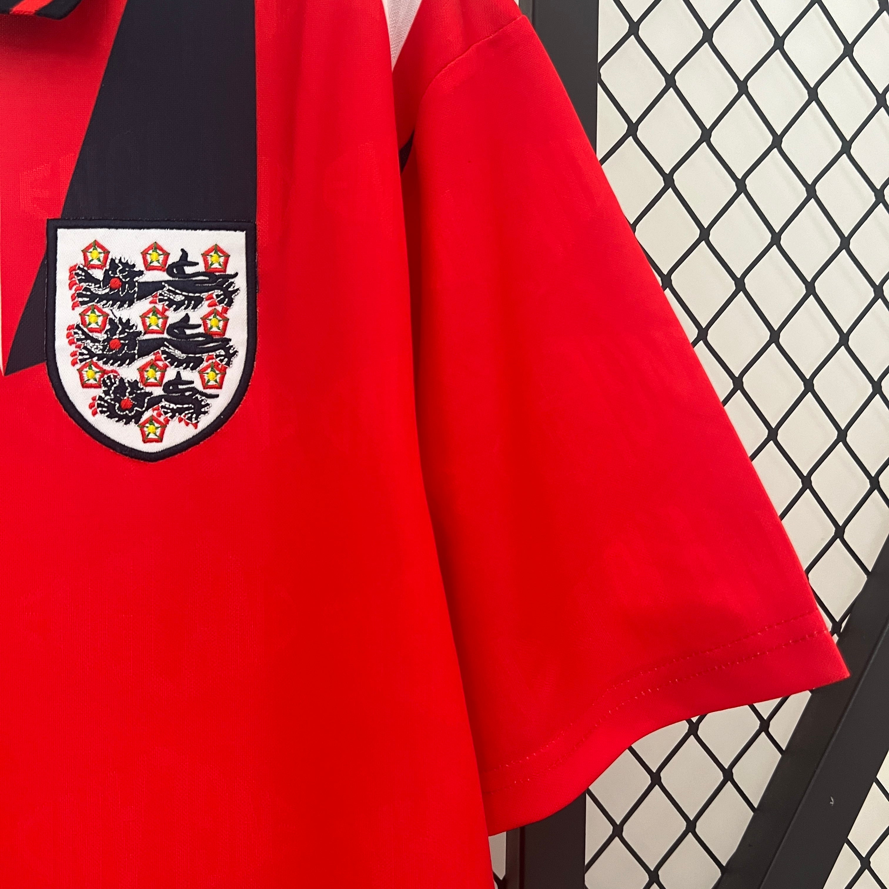 1990s England Retro Football Shirt | Red Black Home