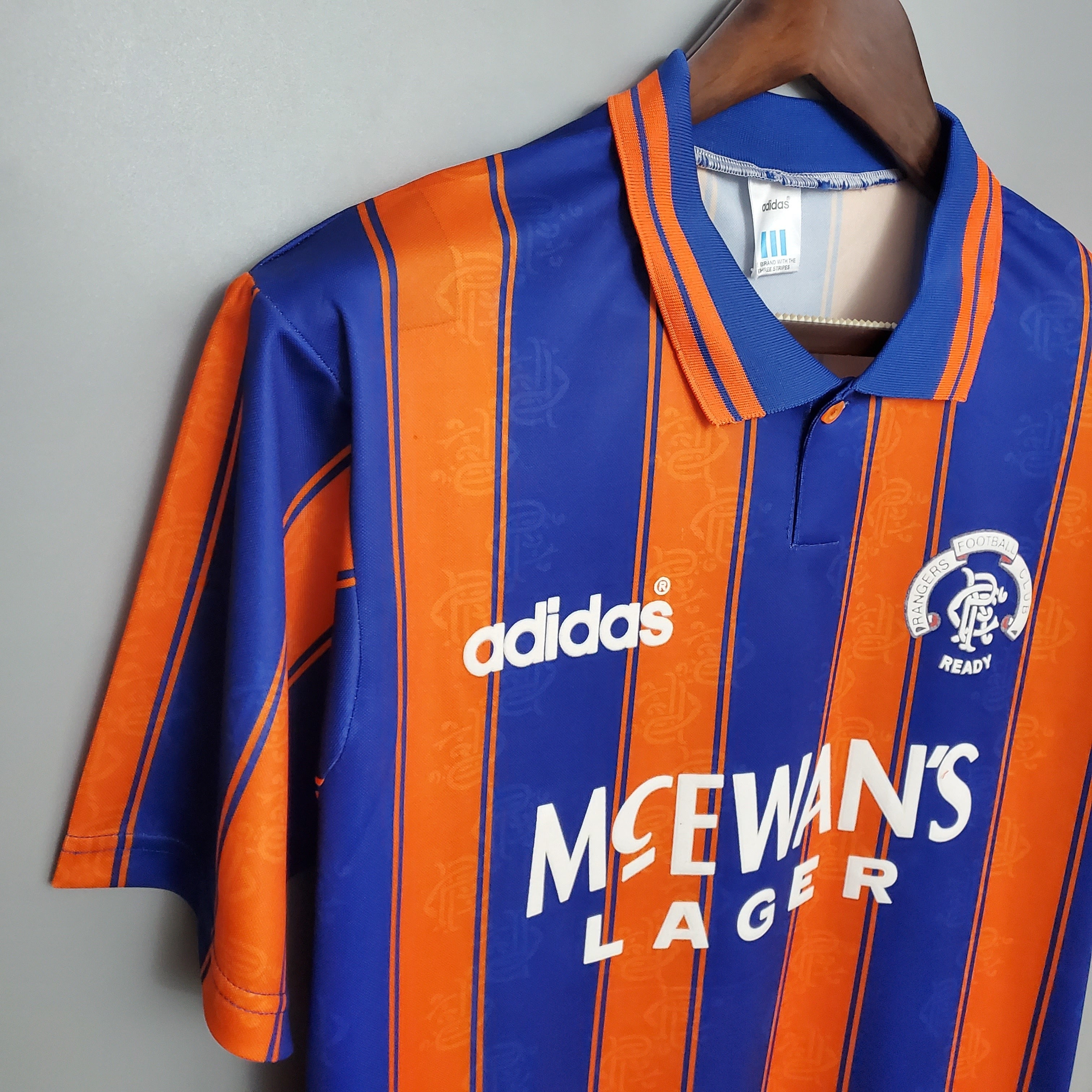 1990s Rangers Retro Football Shirt | Blue Orange Home