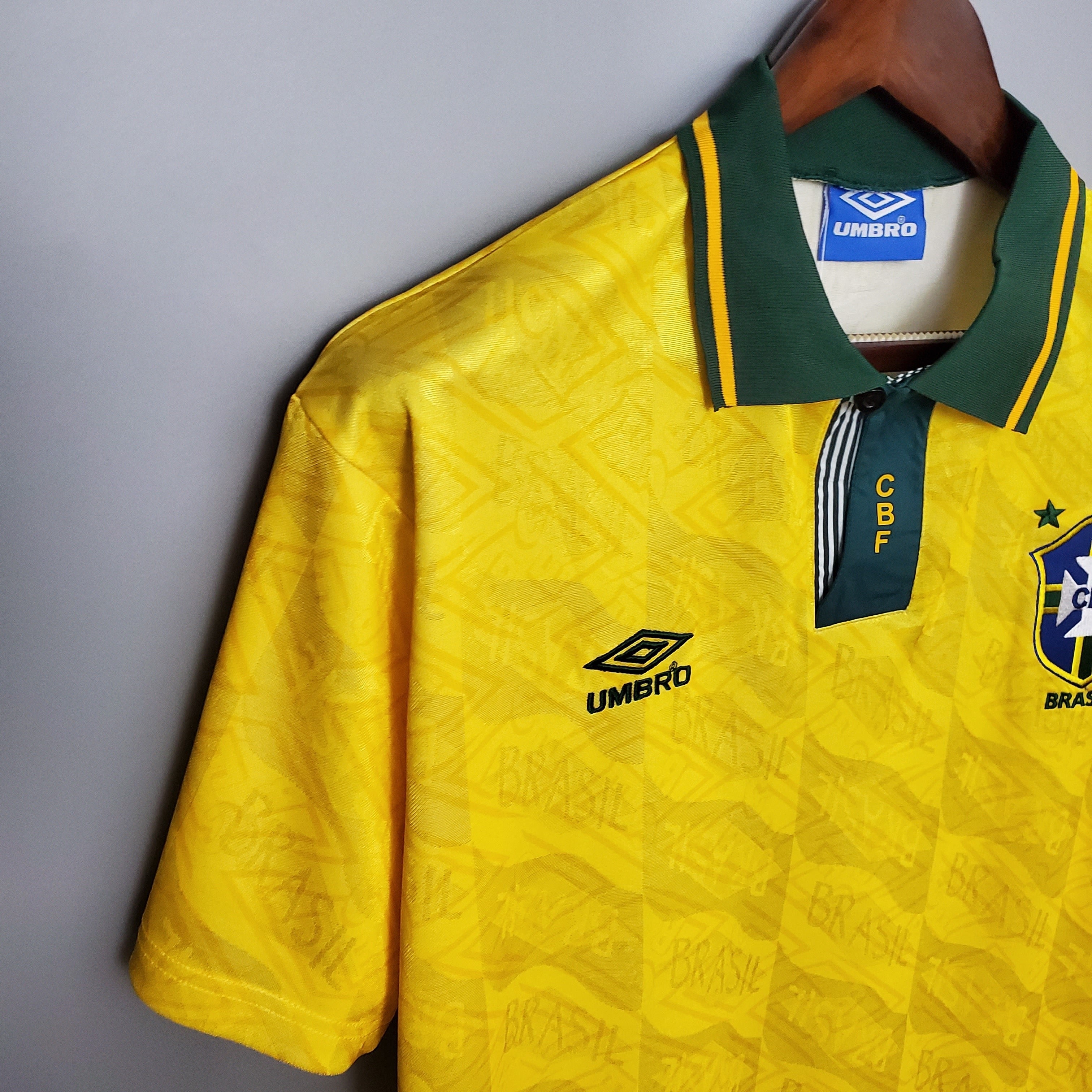 1990s Brazil Retro Football Shirt | Yellow Green Home