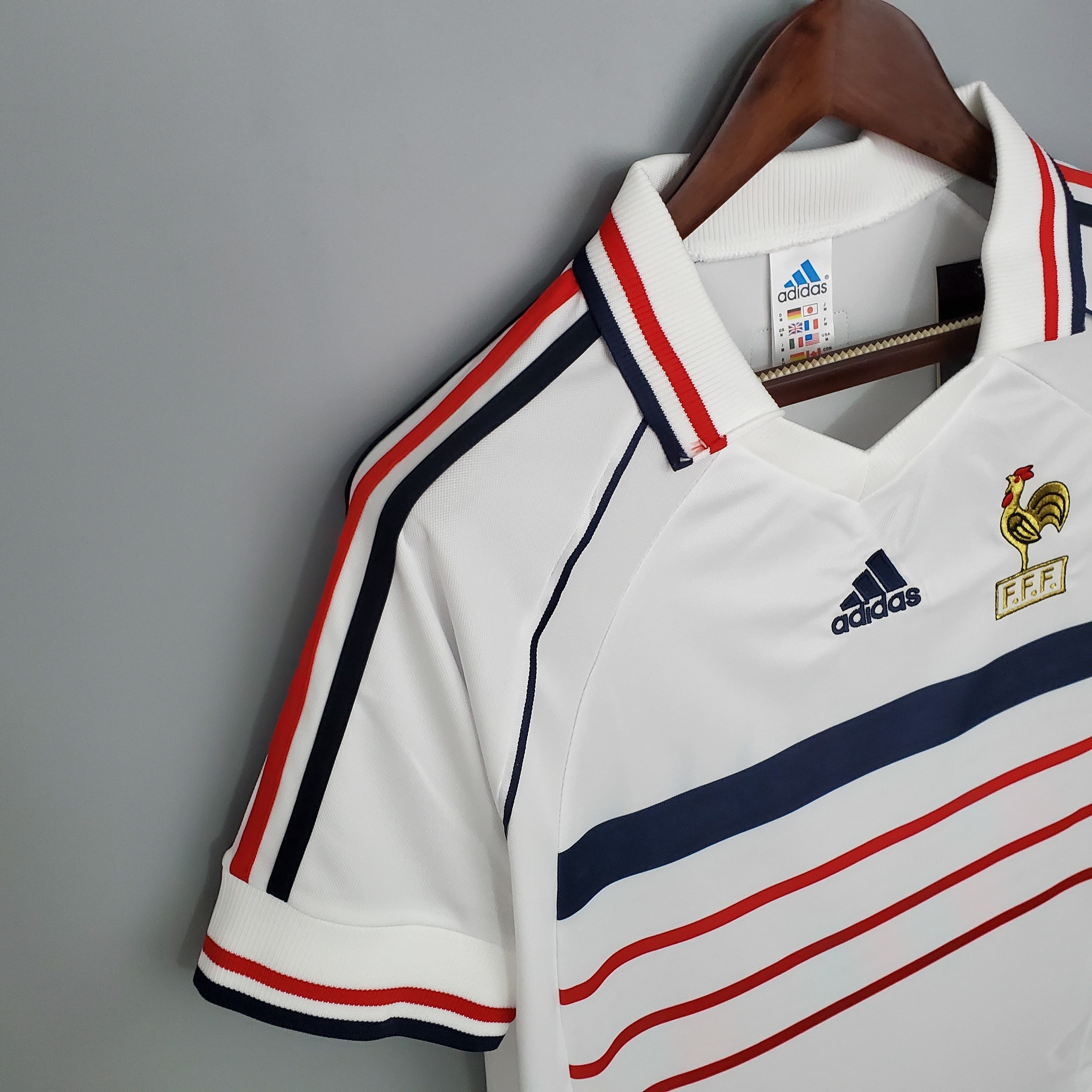 90s France Retro Football Shirt | White Blue Home
