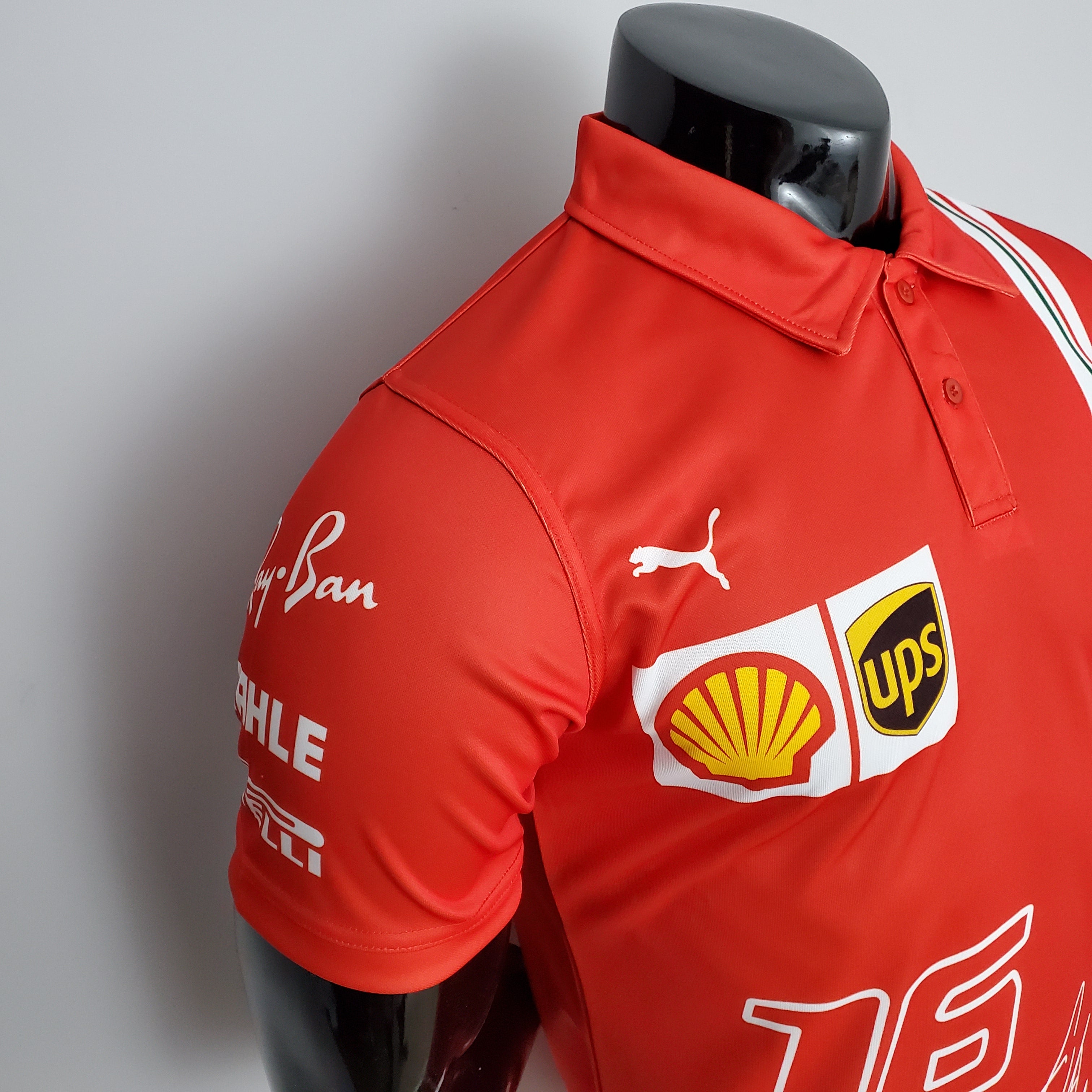Ferrari F1 2023 Player Fit Polo – Charles Leclerc #16 Shell UPS | Red