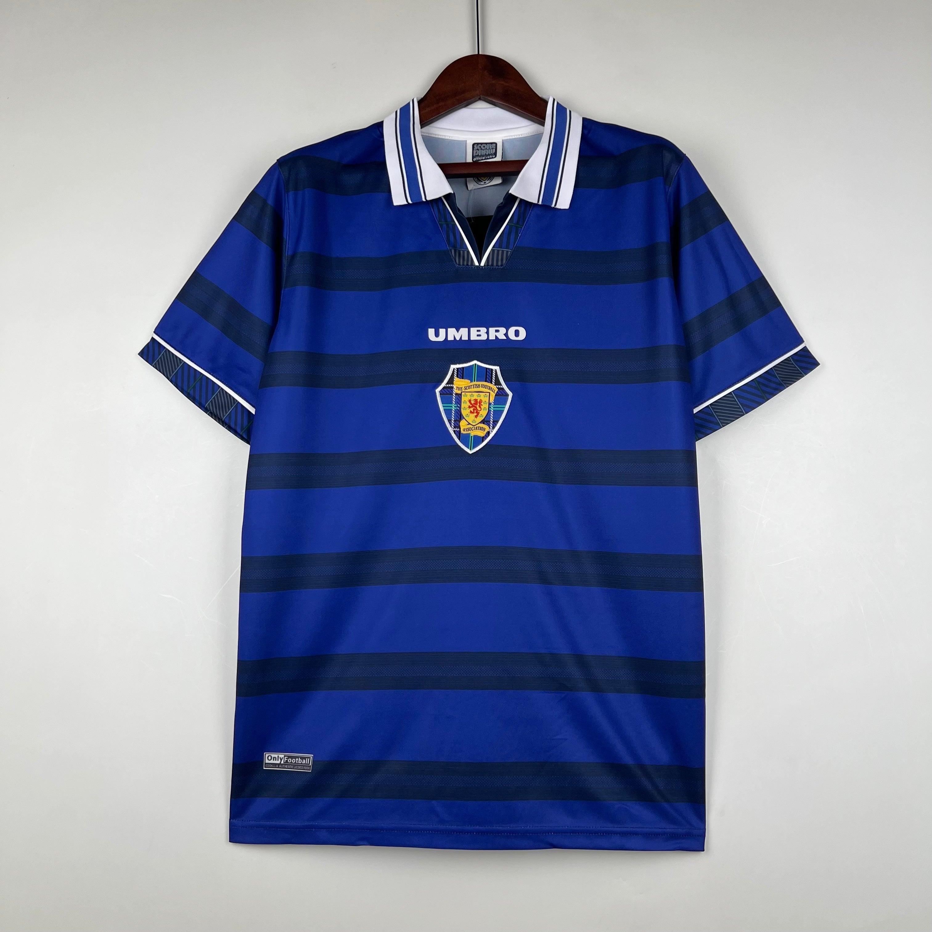 1990s Scotland Retro Football Shirt | Blue Black Home