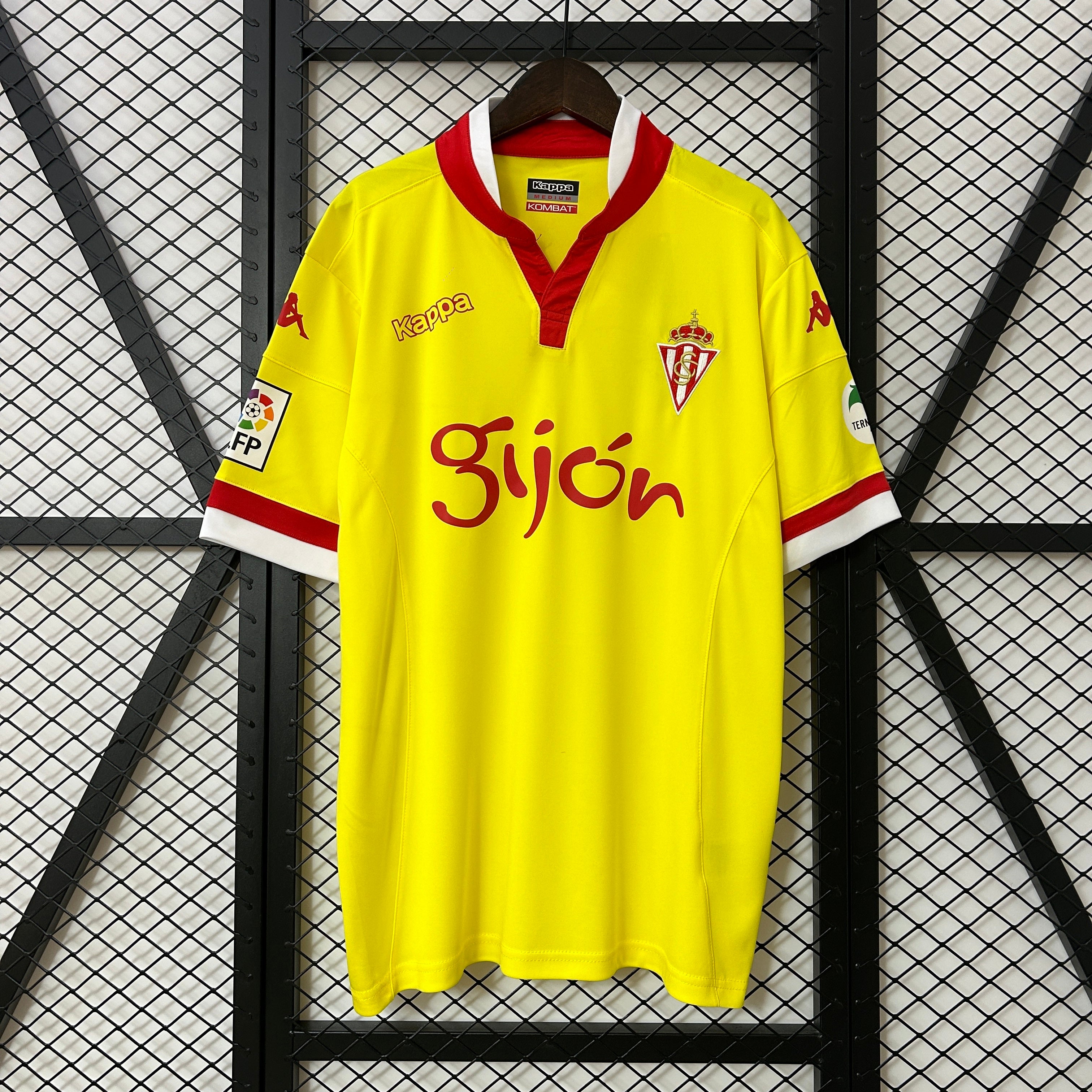 1990s Sporting Gijon Retro Football Shirt | Yellow Red Home