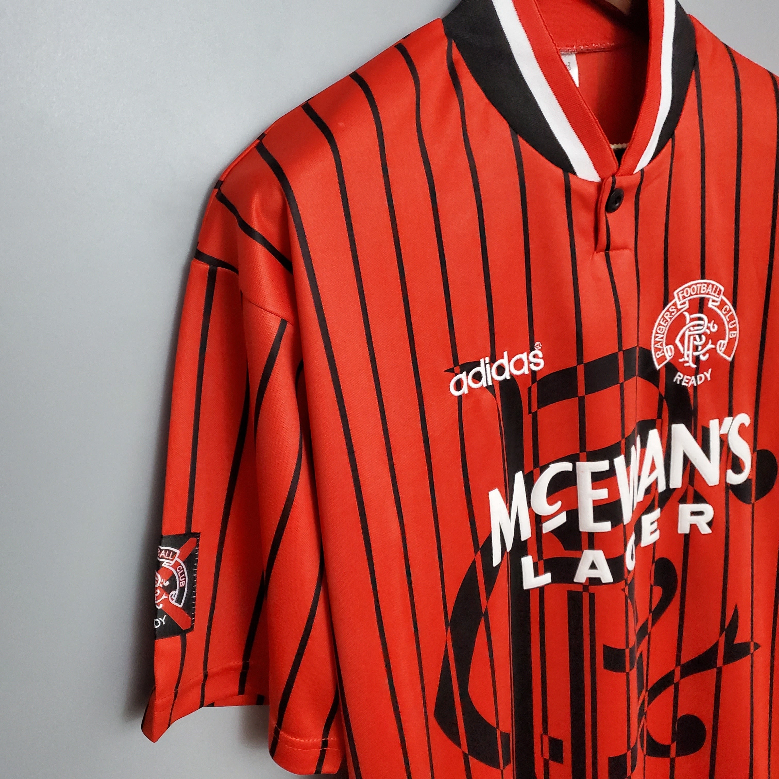 1990s Rangers Retro Football Shirt | Red Black Home