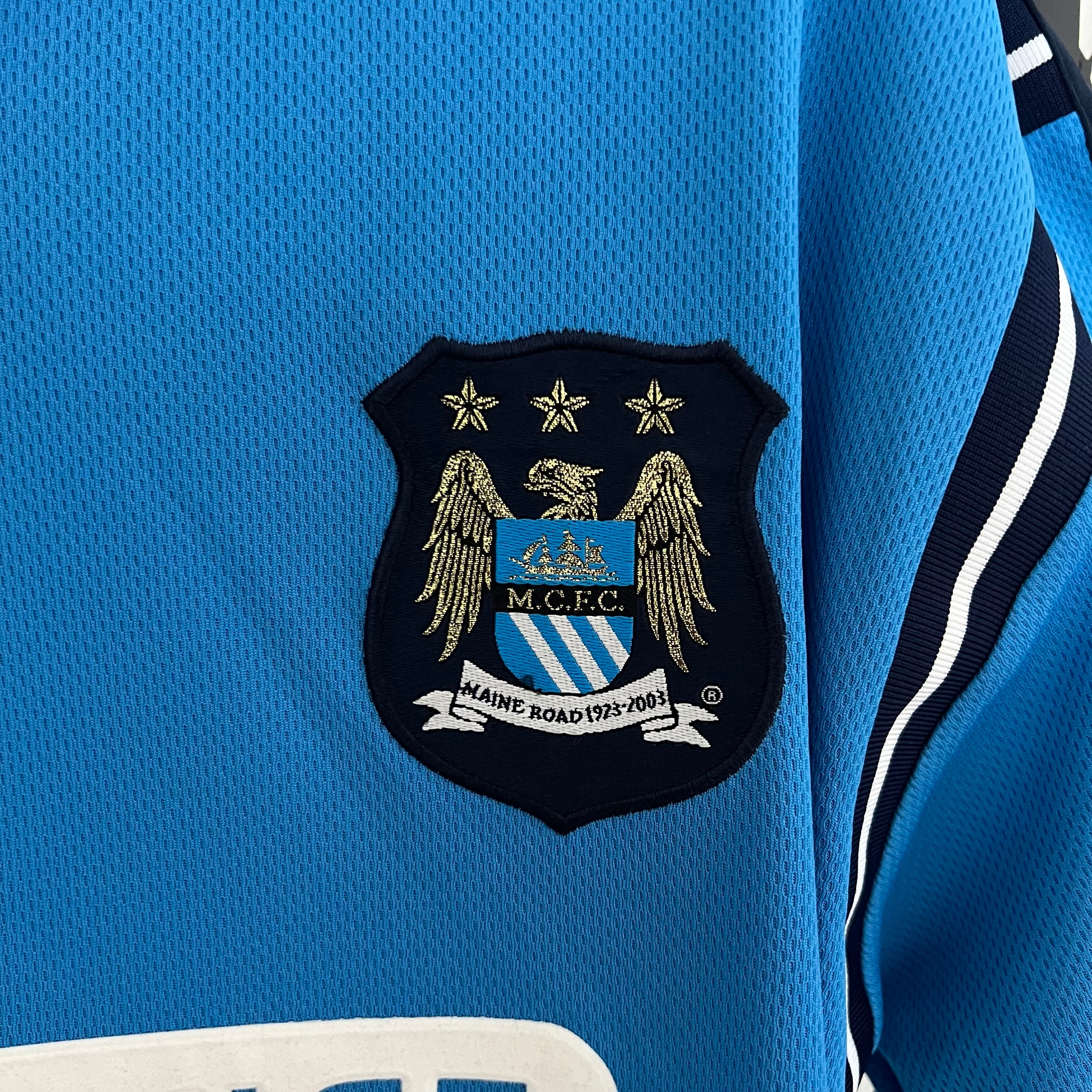 1990s Manchester City Retro Football Shirt | Sky Blue Navy Home