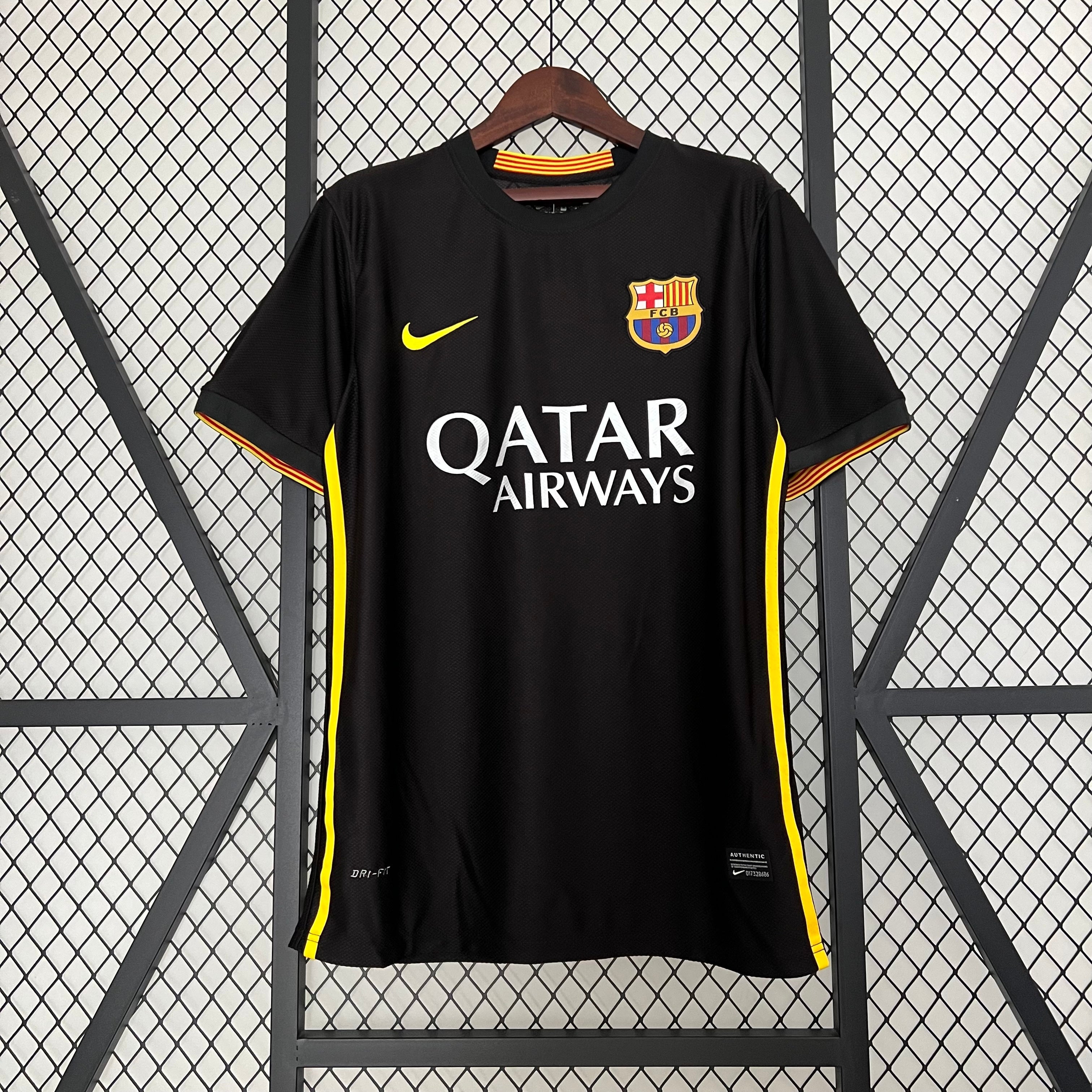 2010s Barcelona Retro Football Shirt | Black Yellow Home