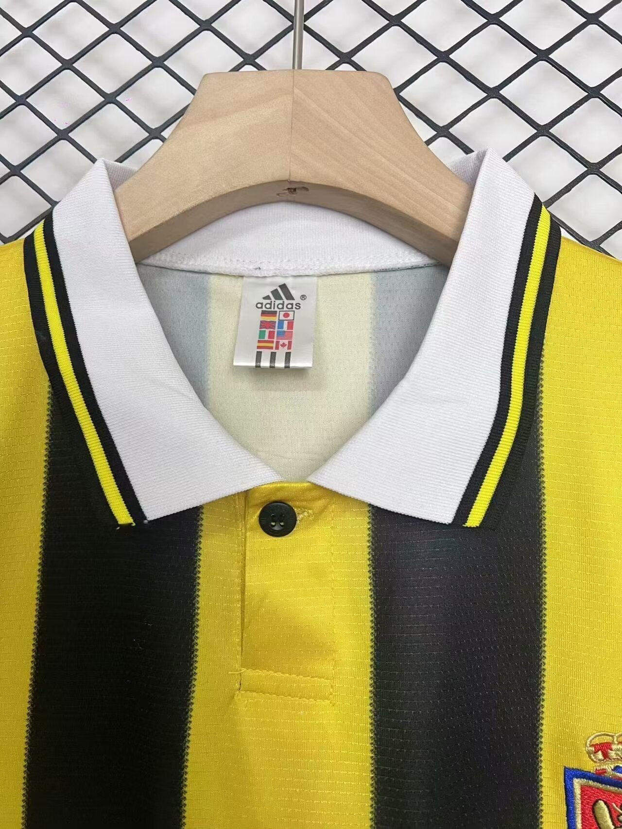 1990s Real Zaragoza Retro Football Shirt | Yellow Black Home