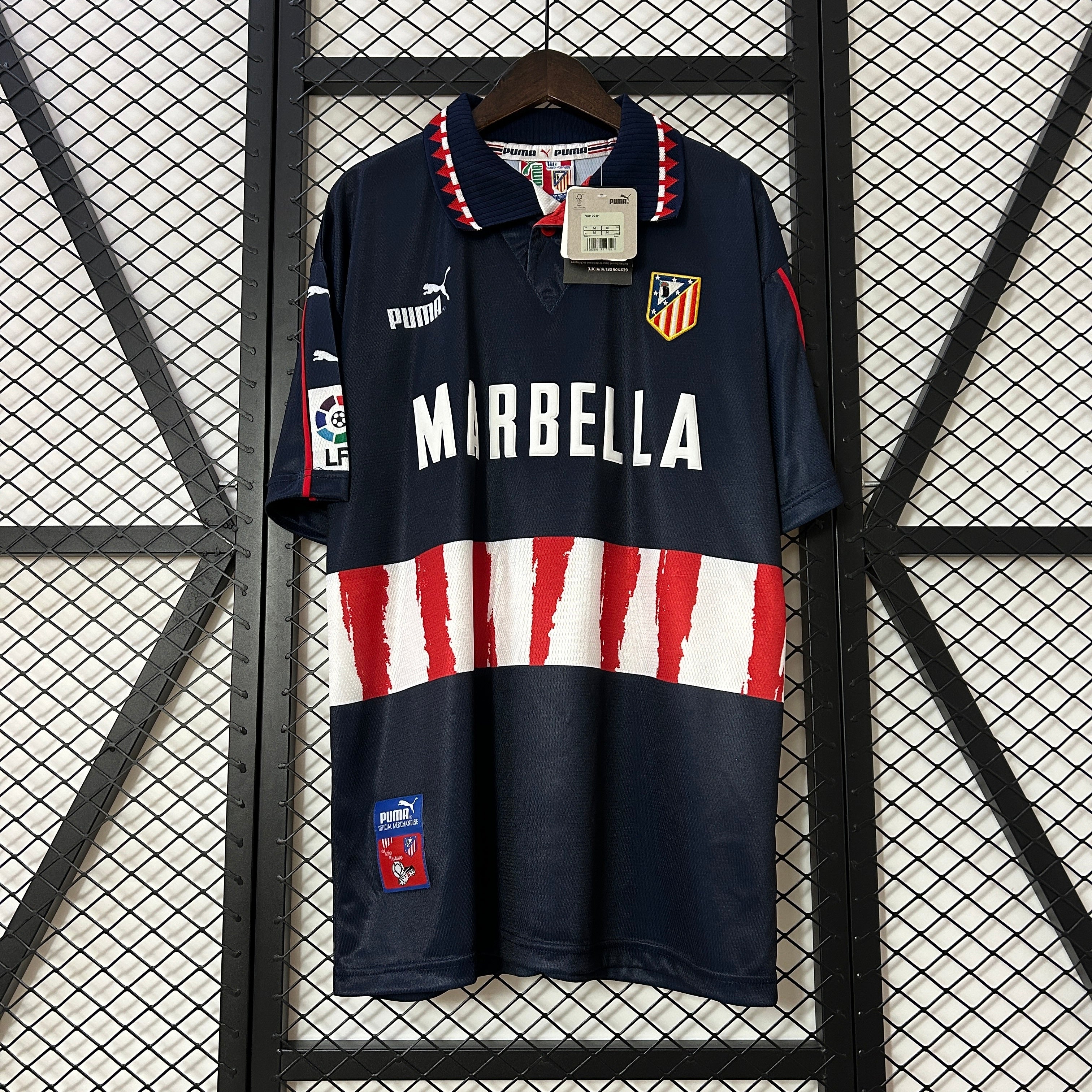 1990s Atletico Madrid Retro Football Shirt | Navy Red Home