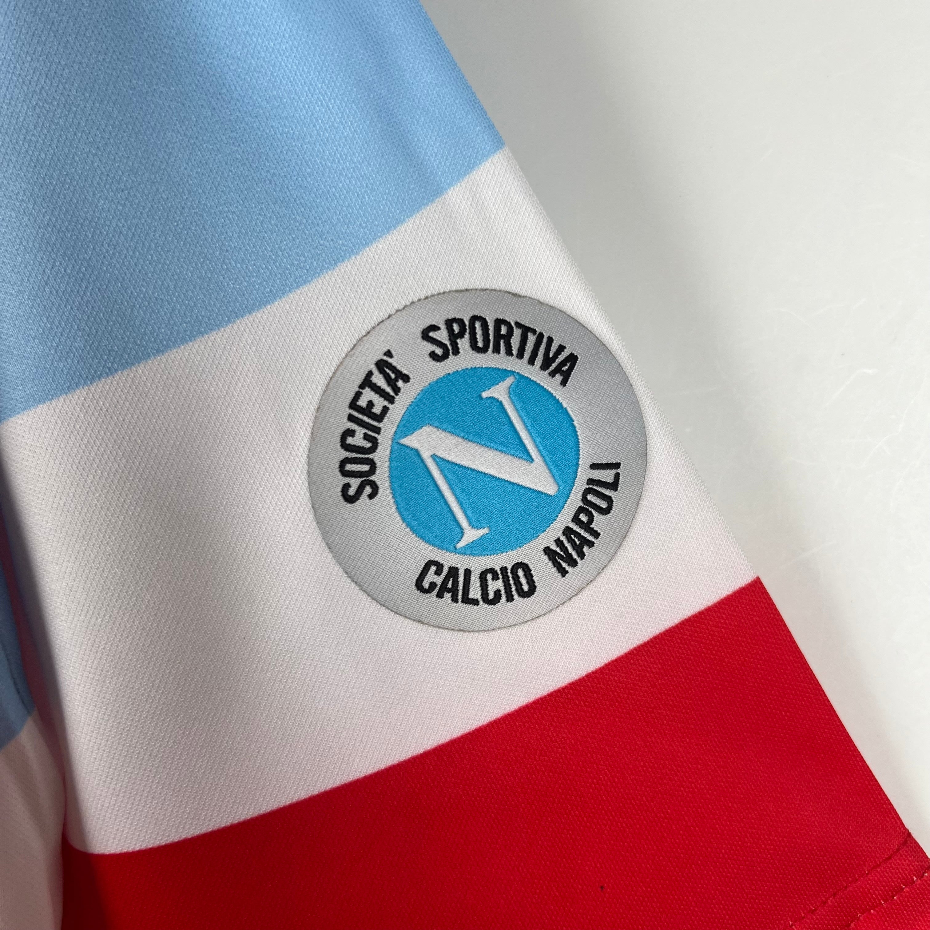 1990s Napoli Retro Football Shirt | Red Light Blue Home