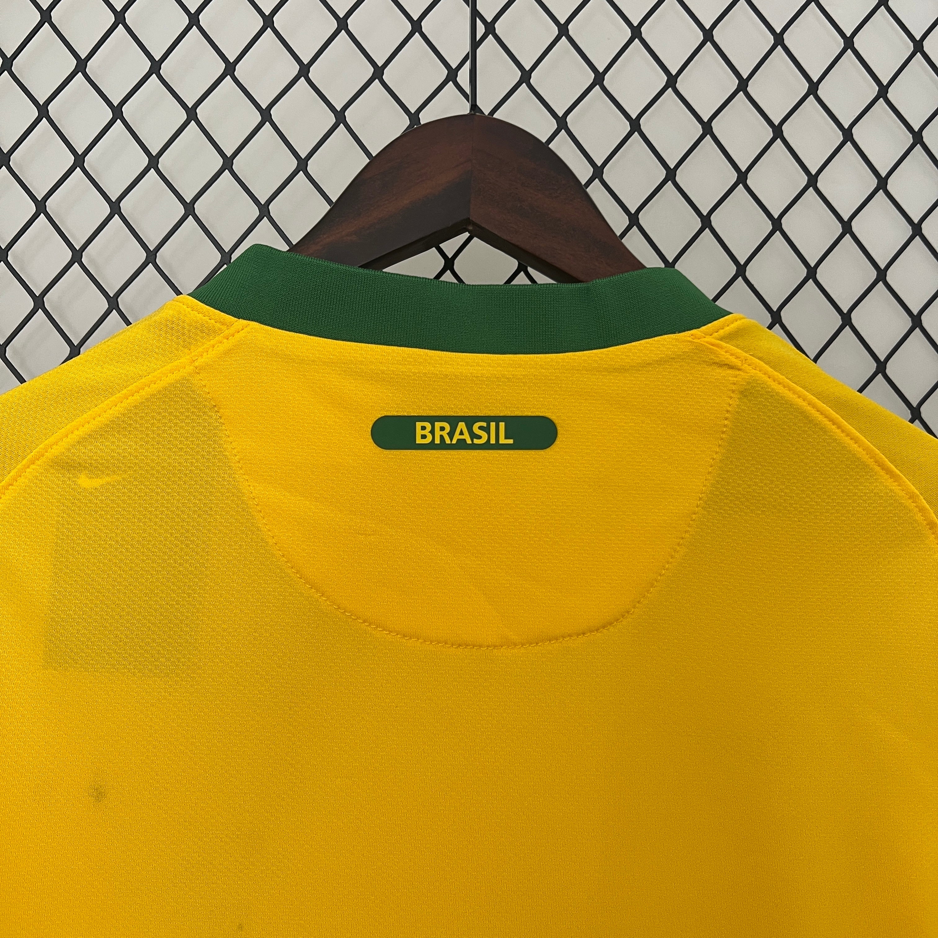 2010s Brazil Retro Football Shirt | Yellow Green Home